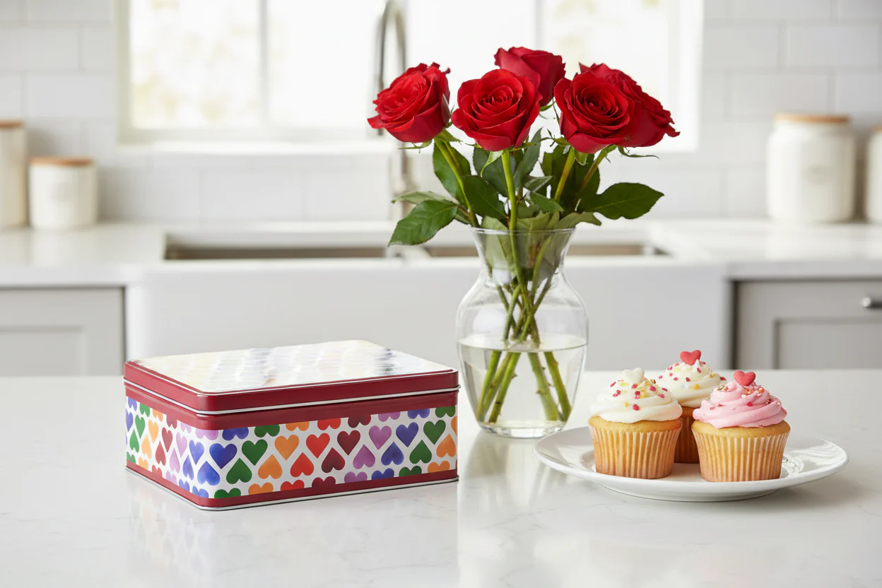 Emma Bridgewater Deep Rectangular Tin - Rainbow Hearts - Image 2