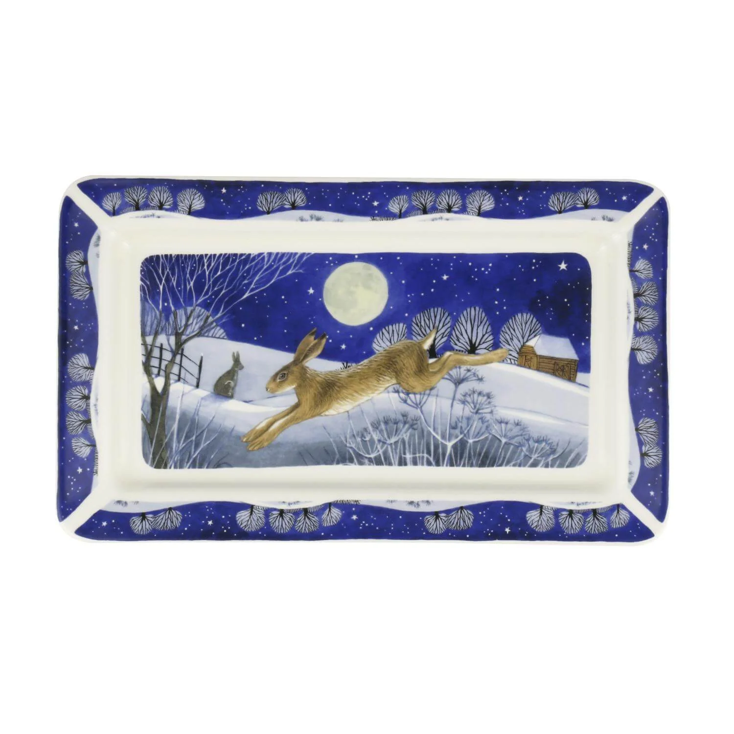 Emma Bridgewater Earthenware Medium Oblong Plate - Midnight Hare