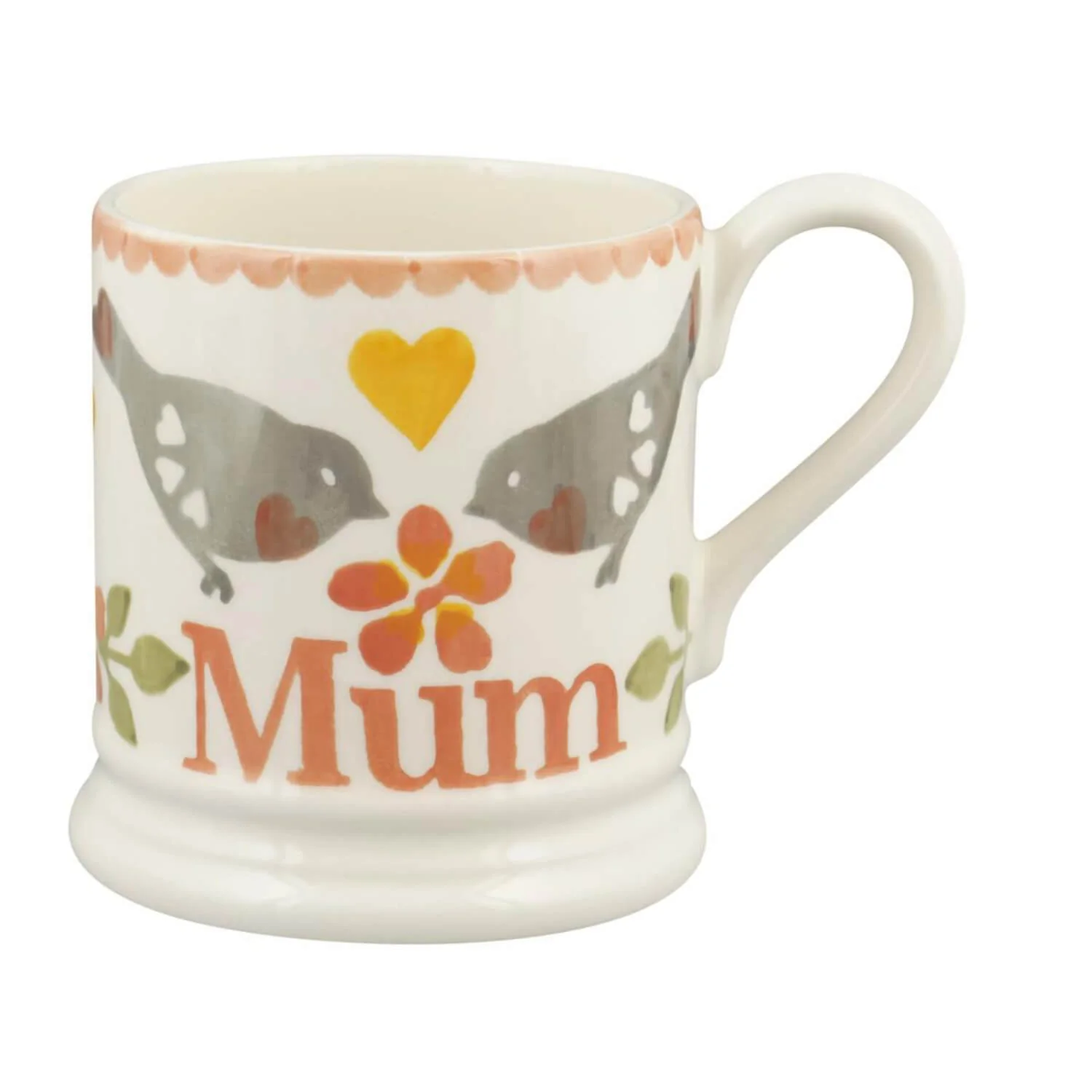 Emma Bridgewater Lovebirds Coral Half Pint Mug - Mum
