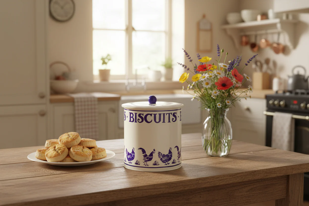 Emma Bridgewater Medium Biscuit Barrel - Blue Hens - Image 2