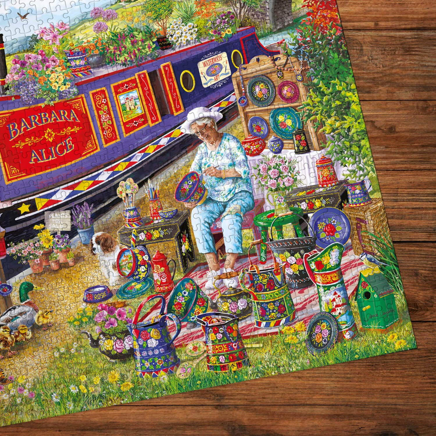 Gibsons 1000 Piece Jigsaw Puzzle - Canal Boat Blooms - Image 3