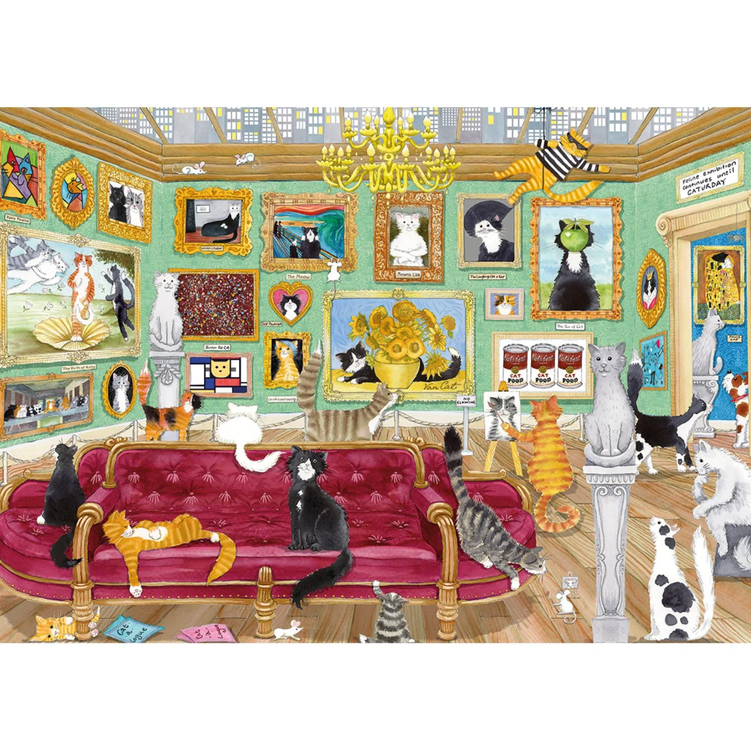 Gibsons 1000 Piece Jigsaw Puzzle - Night At The Meowseum