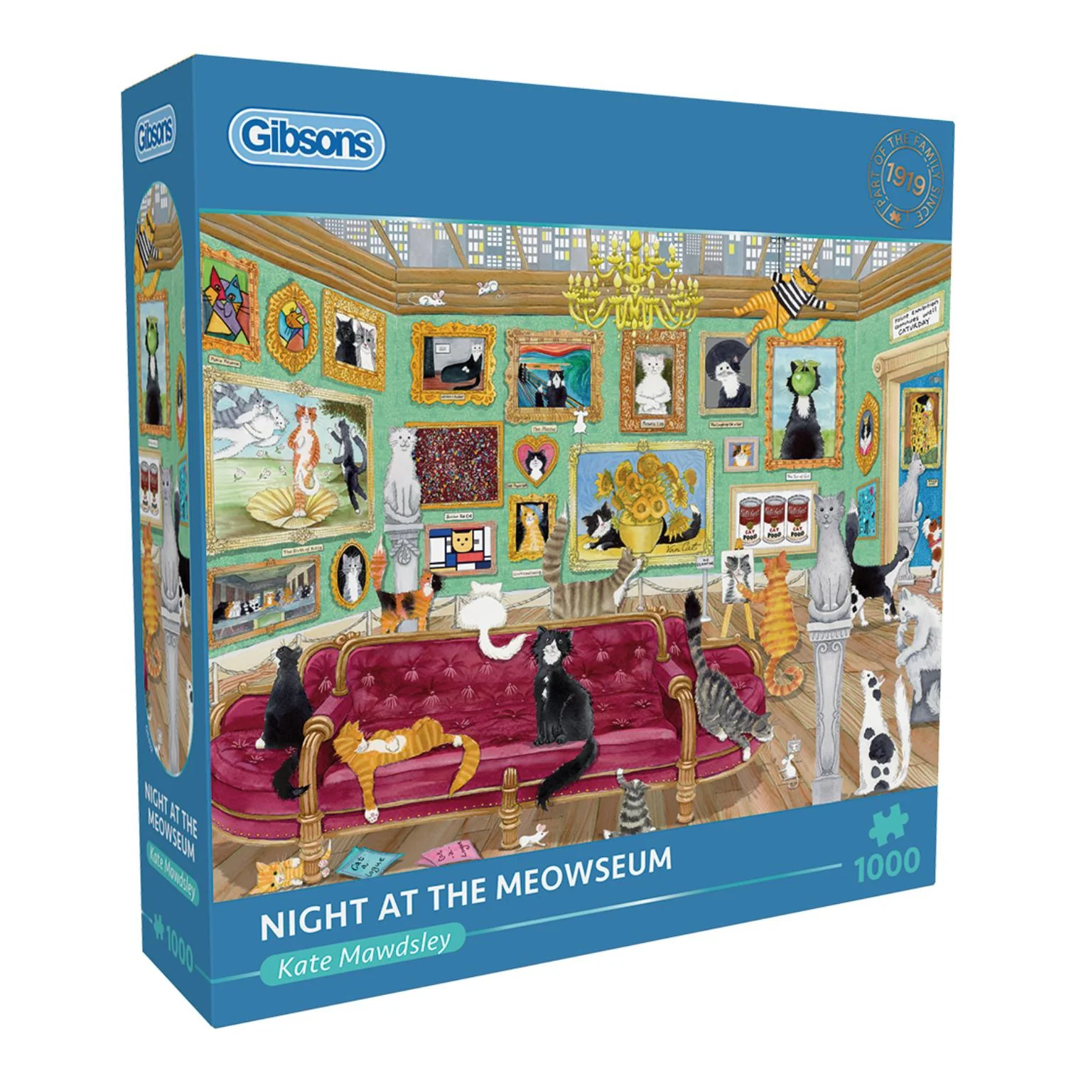 Gibsons 1000 Piece Jigsaw Puzzle - Night At The Meowseum - Image 2