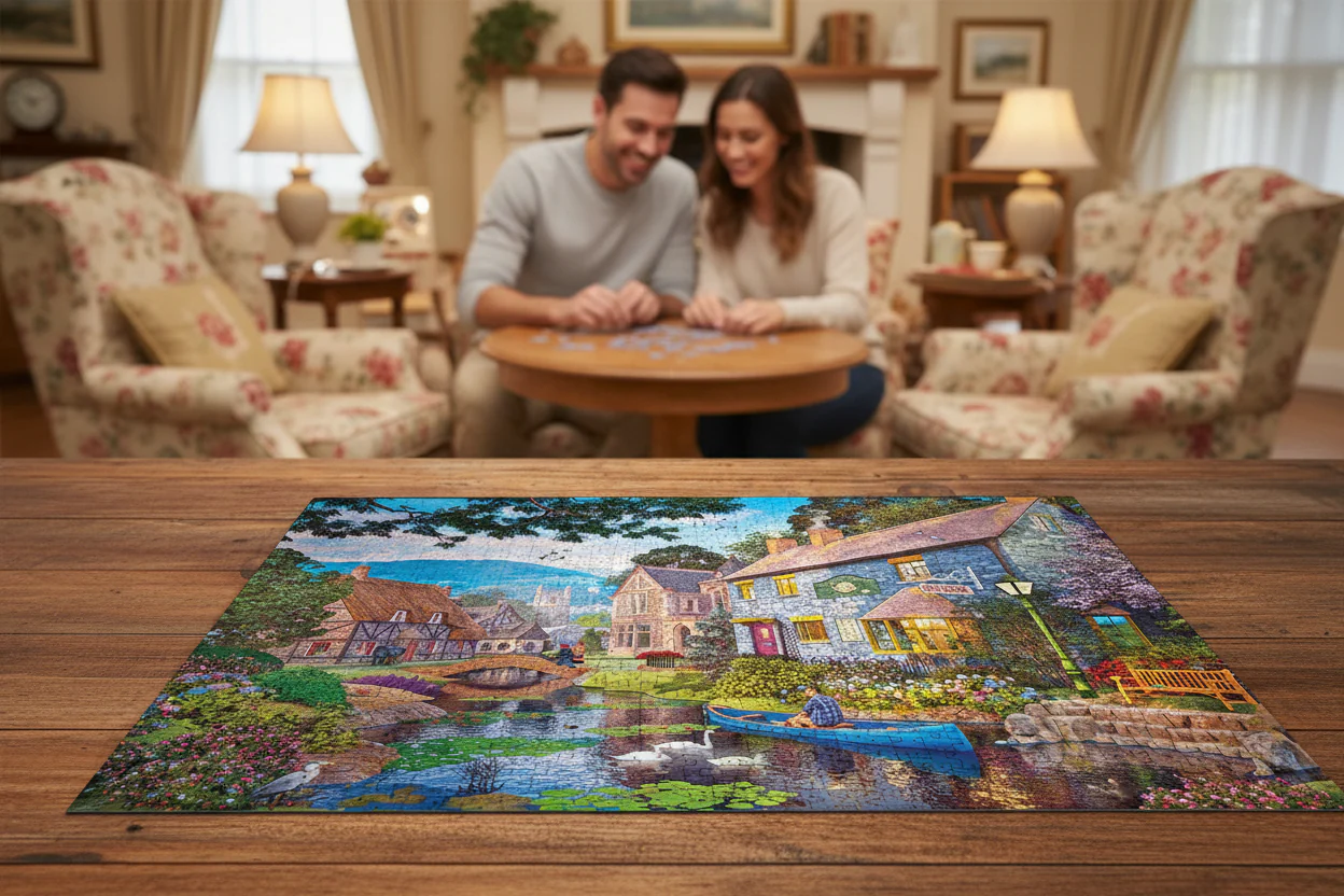 Gibsons 1000 Piece Jigsaw Puzzle - Tea On The River - Image 4