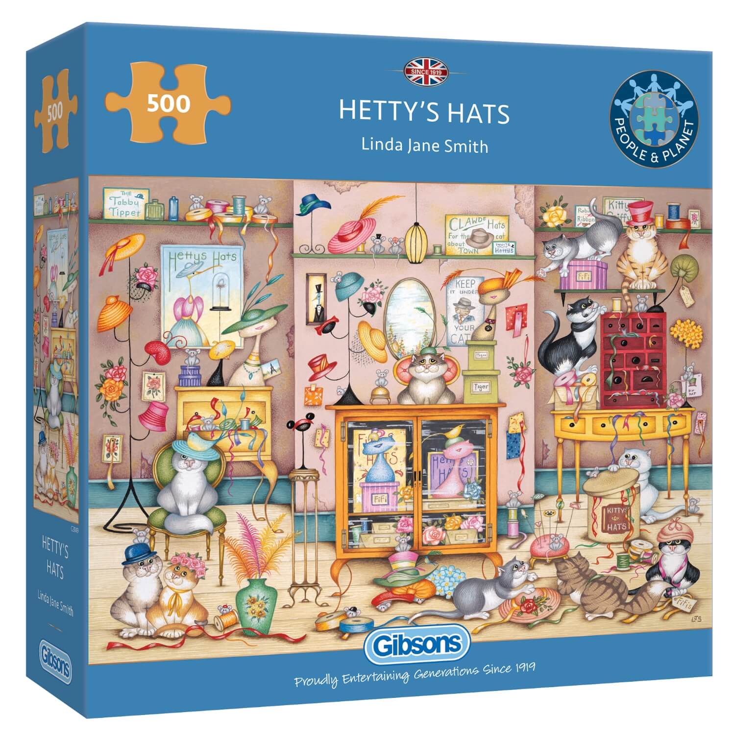 Gibsons 500 Piece Jigsaw Puzzle - Hettys Hats - Image 2