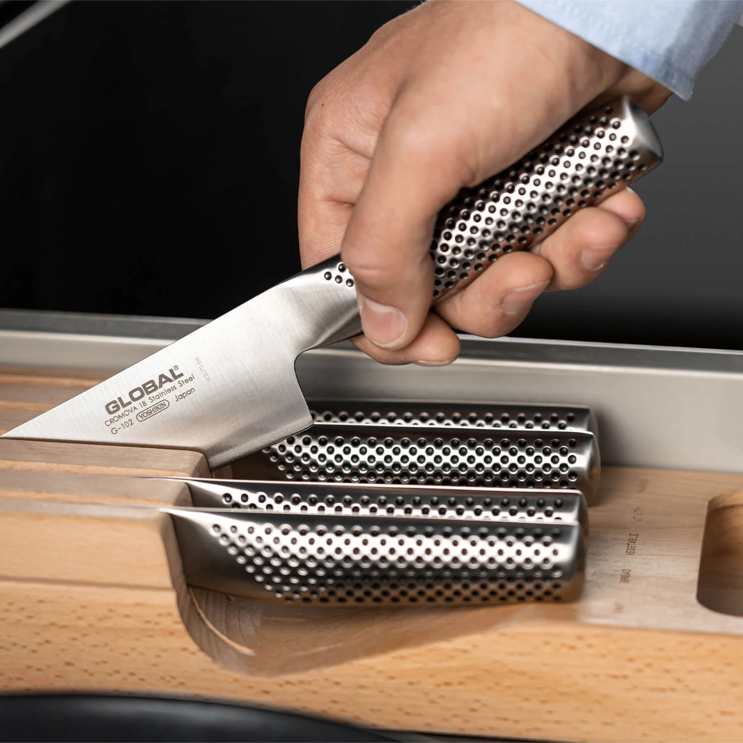 Global Knives Hikaeme 6 Piece In-Drawer Kitchen Knife Dock Set - Image 5