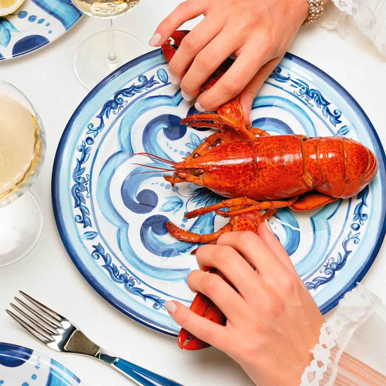 Guzzini Blues Melamine Dinner Plate - Image 3