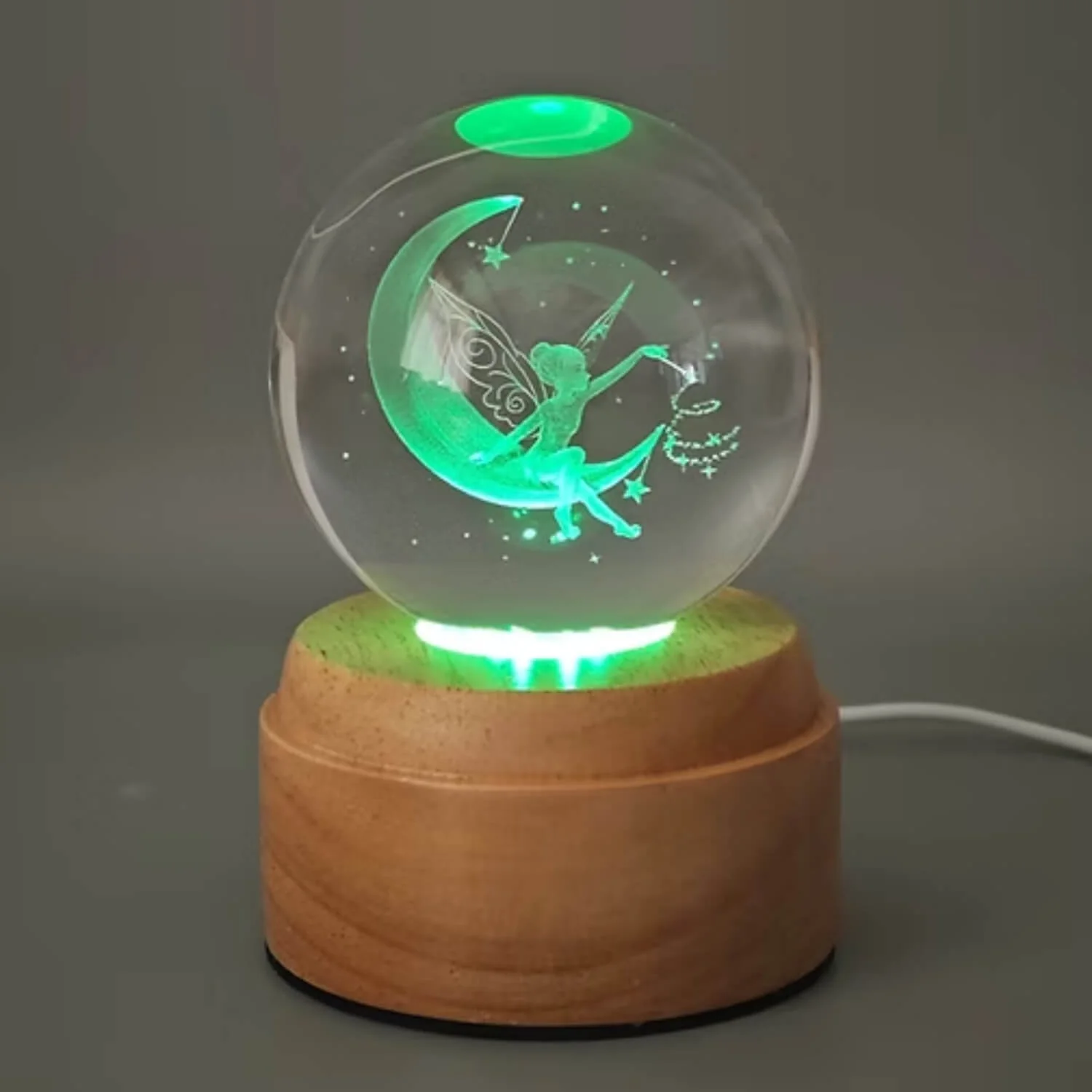 Inokoo Rotating 3D Crystal Rotating Globe Light - Fairy