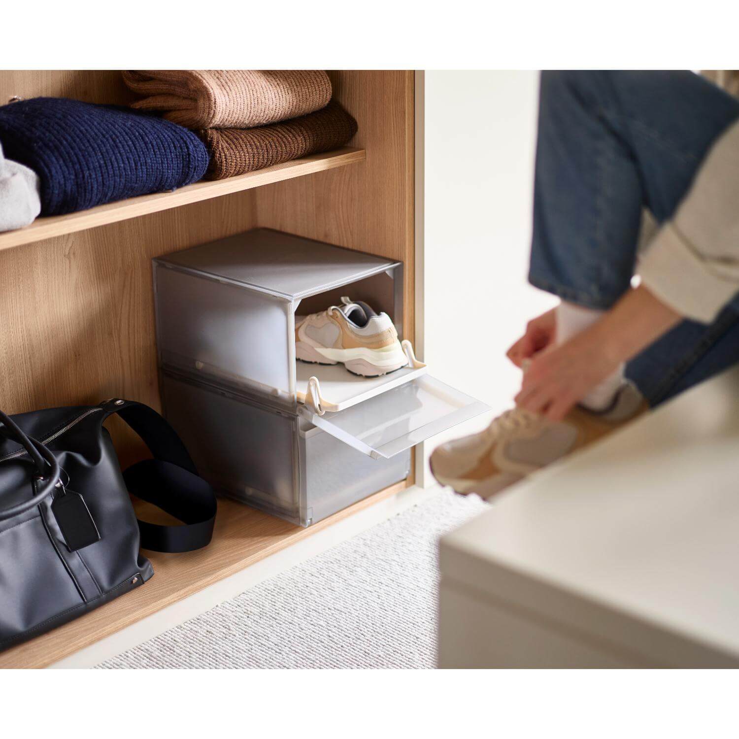 Joseph Joseph 2-Piece Premium ShoeCase Stackable Shoe Storage Box - Grey - Image 8