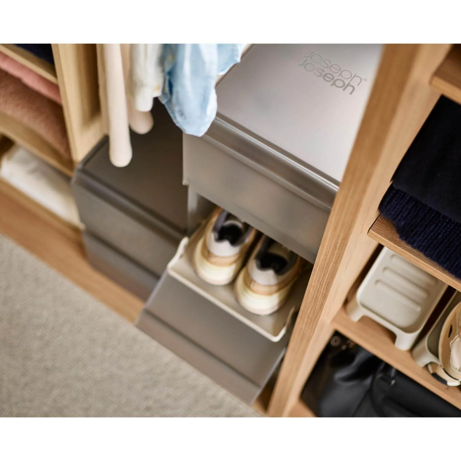 Joseph Joseph 6-Piece Premium ShoeCase Stackable Shoe Storage Box - Grey - Image 11