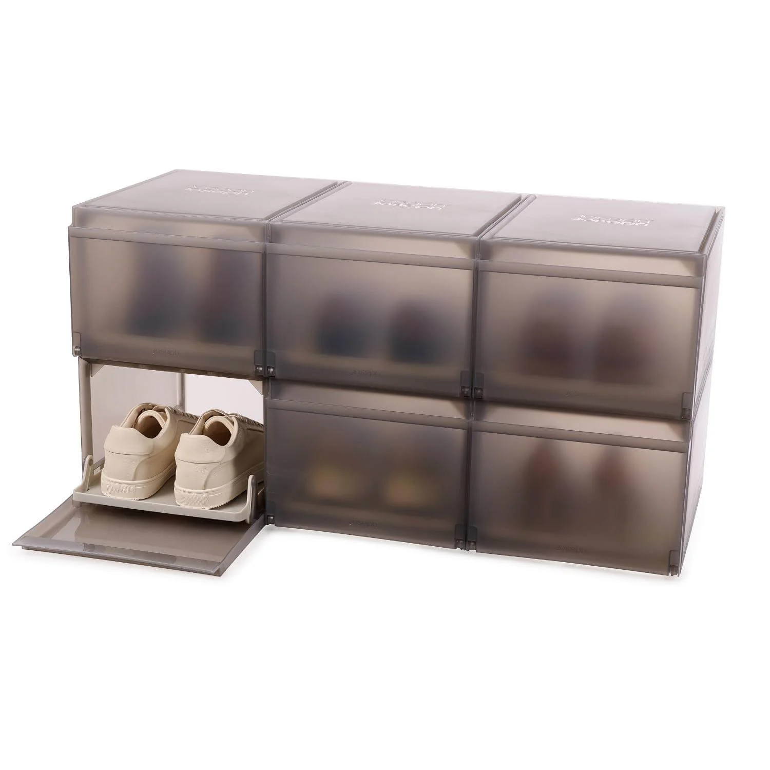 Joseph Joseph 6-Piece Premium ShoeCase Stackable Shoe Storage Box - Grey - Image 4