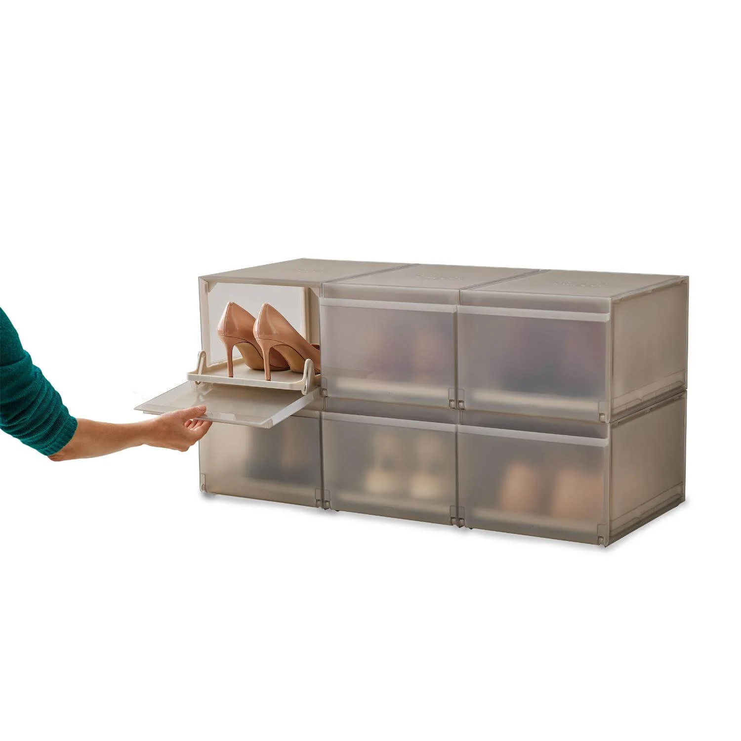 Joseph Joseph 6-Piece Premium ShoeCase Stackable Shoe Storage Box - Grey - Image 6