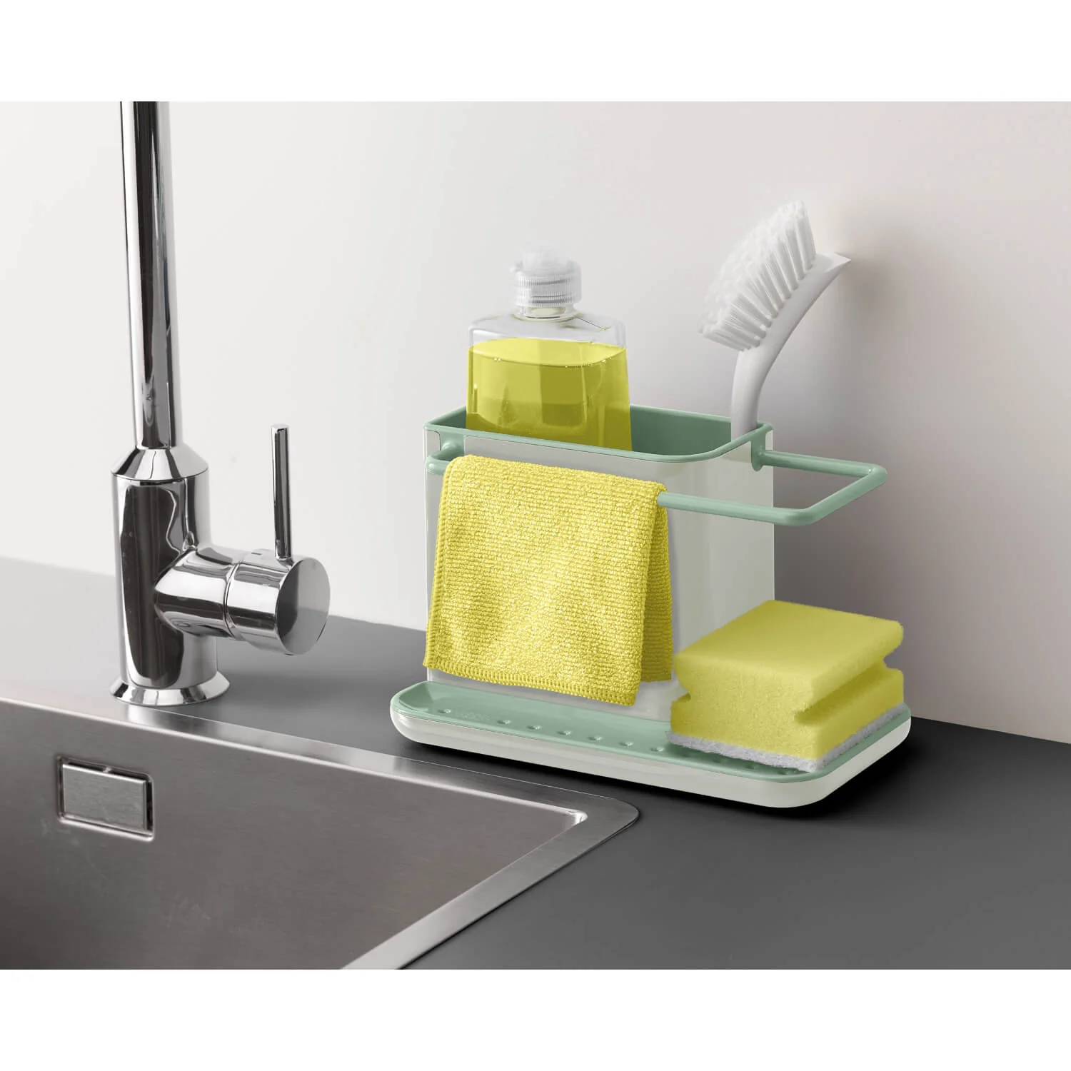 Joseph Joseph Caddy Sink Tidy - Light Stone & Sage Green - Image 11