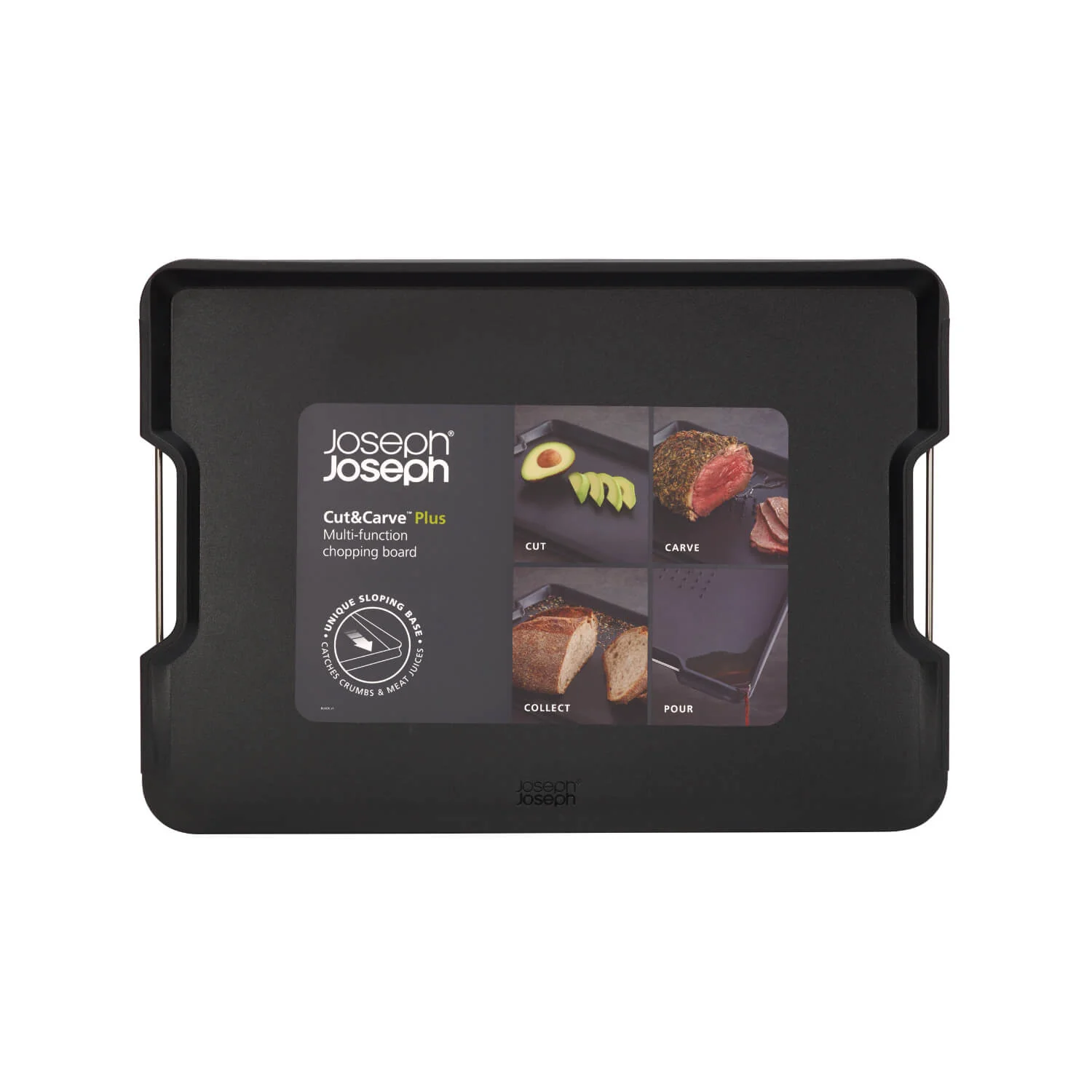 Joseph Joseph Cut&Carve Plus Multifunction Large Chopping Board - Black - Image 4