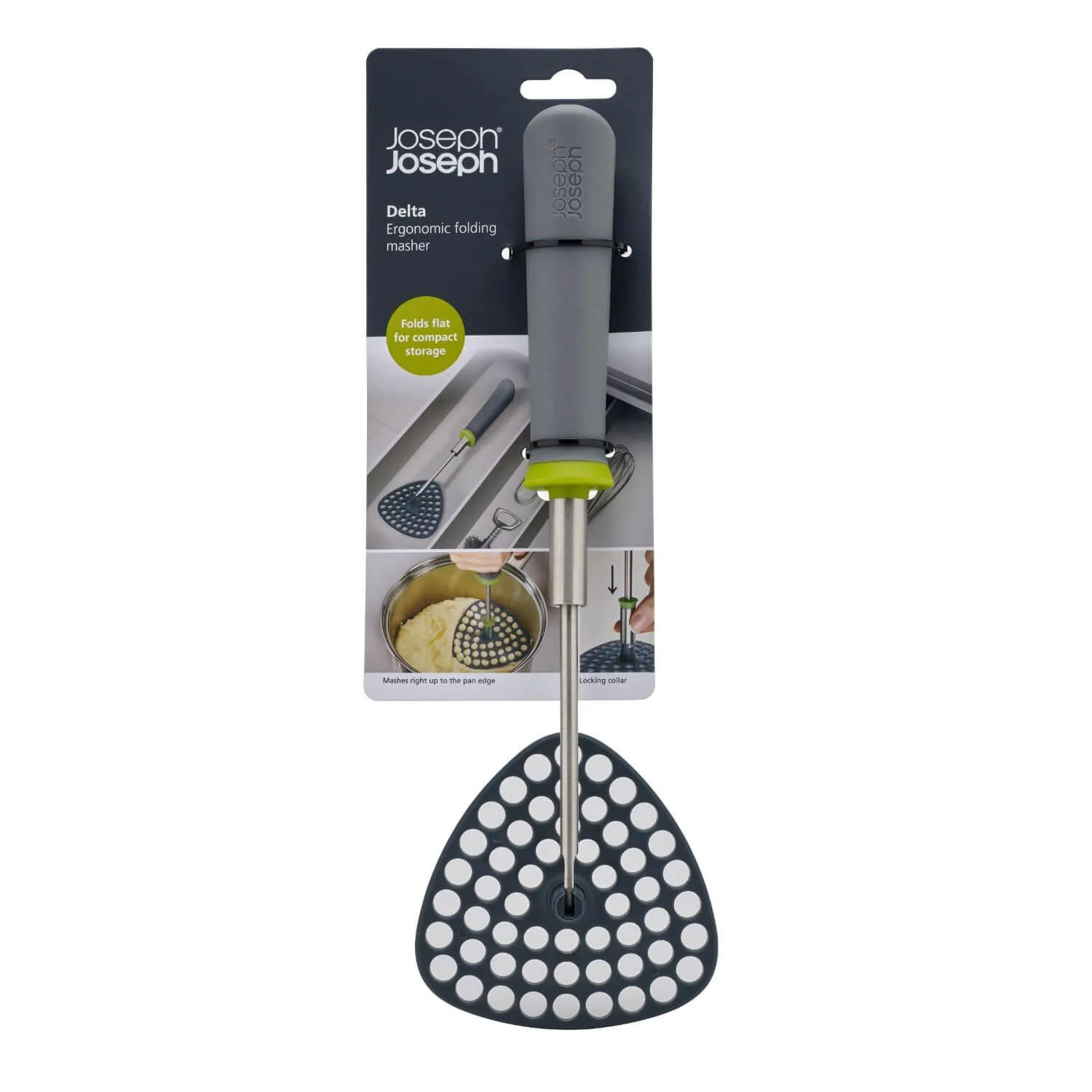 Joseph Joseph Delta Folding Potato Masher - Green / Grey - Image 4