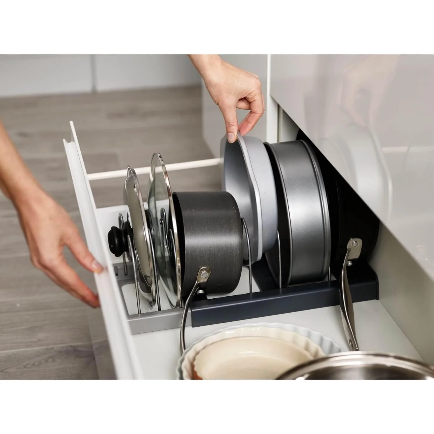 Joseph Joseph DrawerStore Expanding Cookware Organisation Rack - Grey - Image 12