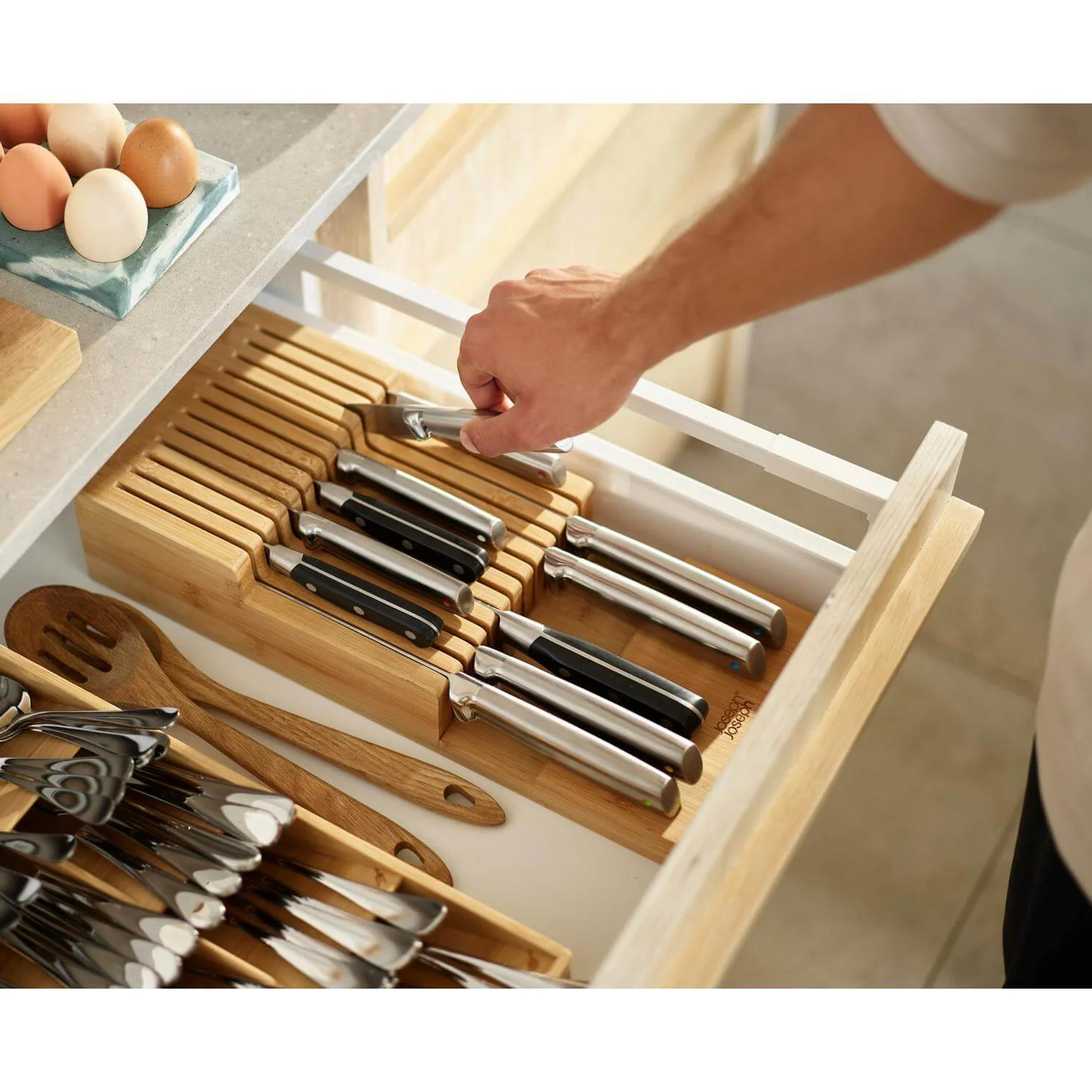 Joseph Joseph DrawerStore Large Bamboo 2-Tier Knife Organiser - Image 6