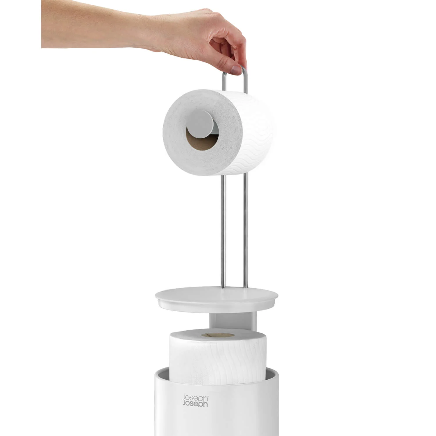 Joseph Joseph EasyStore™ Concealed Toilet Roll Holder - Gloss White - Image 3