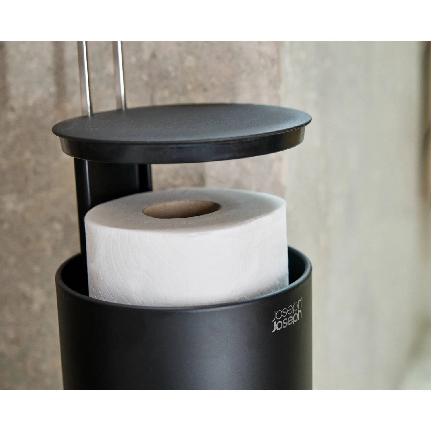 Joseph Joseph EasyStore™ Concealed Toilet Roll Holder - Matte Black - Image 6