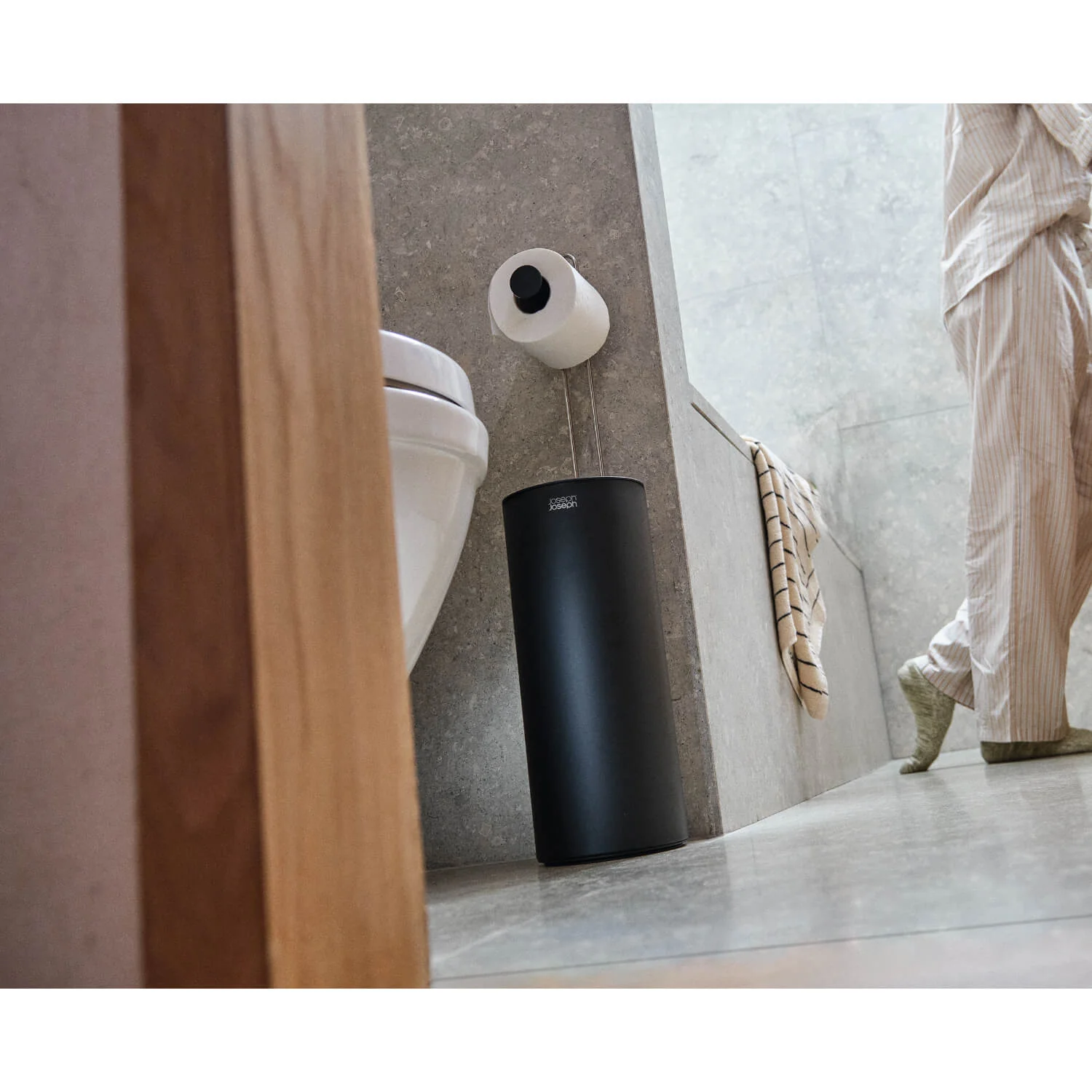 Joseph Joseph EasyStore™ Concealed Toilet Roll Holder - Matte Black - Image 7