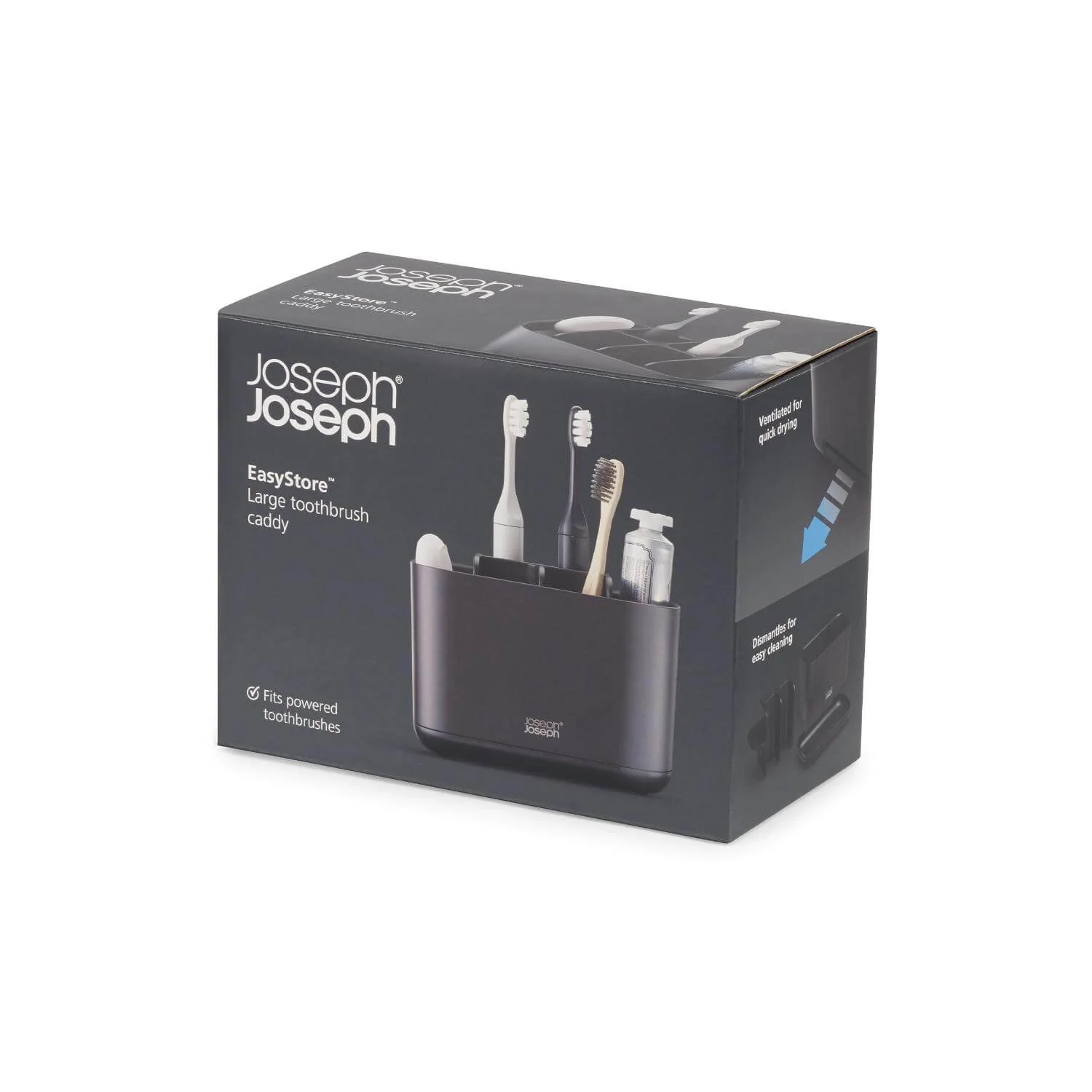 Joseph Joseph EasyStore Large Toothbrush Caddy - Matt Black - Image 5