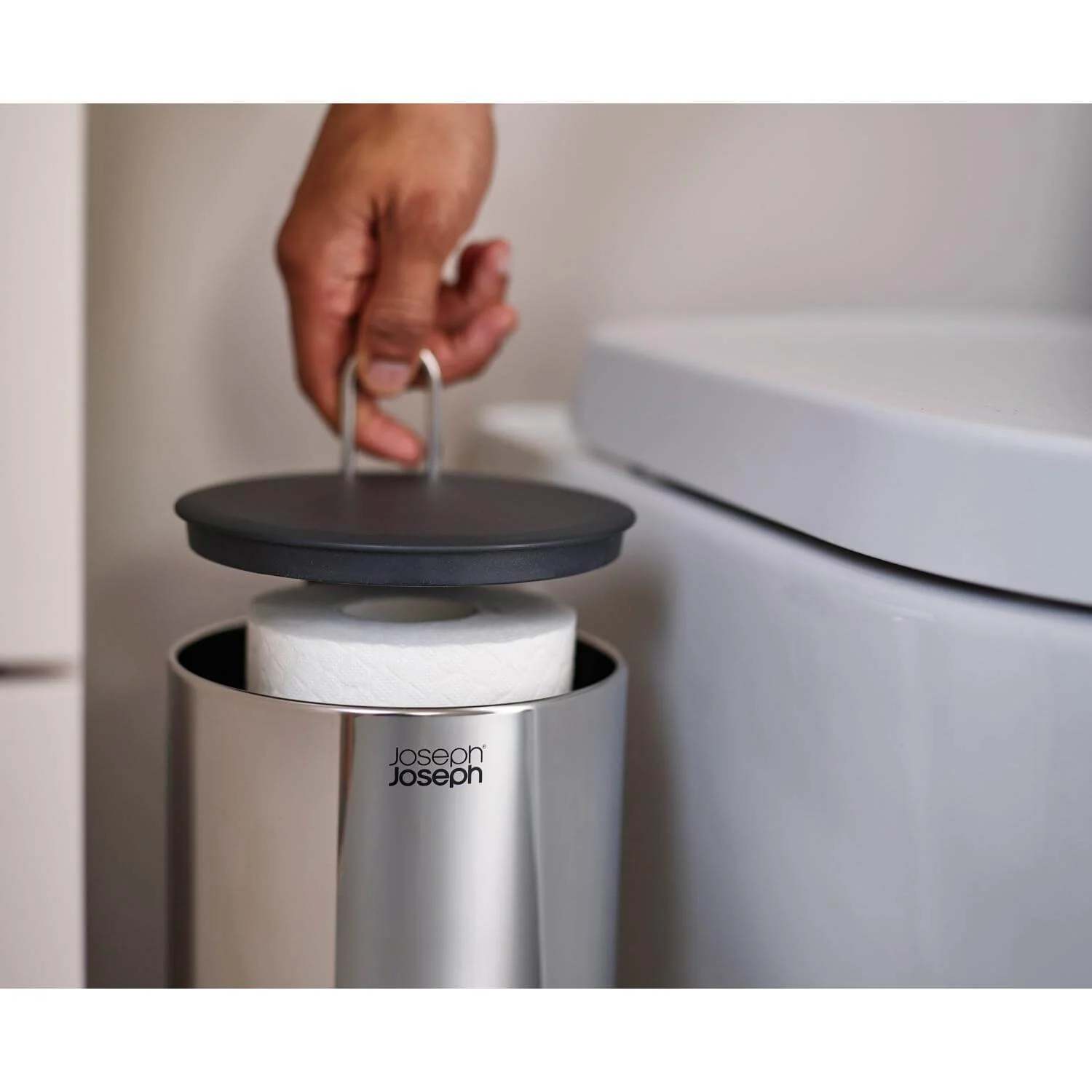 Joseph Joseph EasyStore Luxe Stainless Steel Concealed Toilet Roll Holder - Image 5
