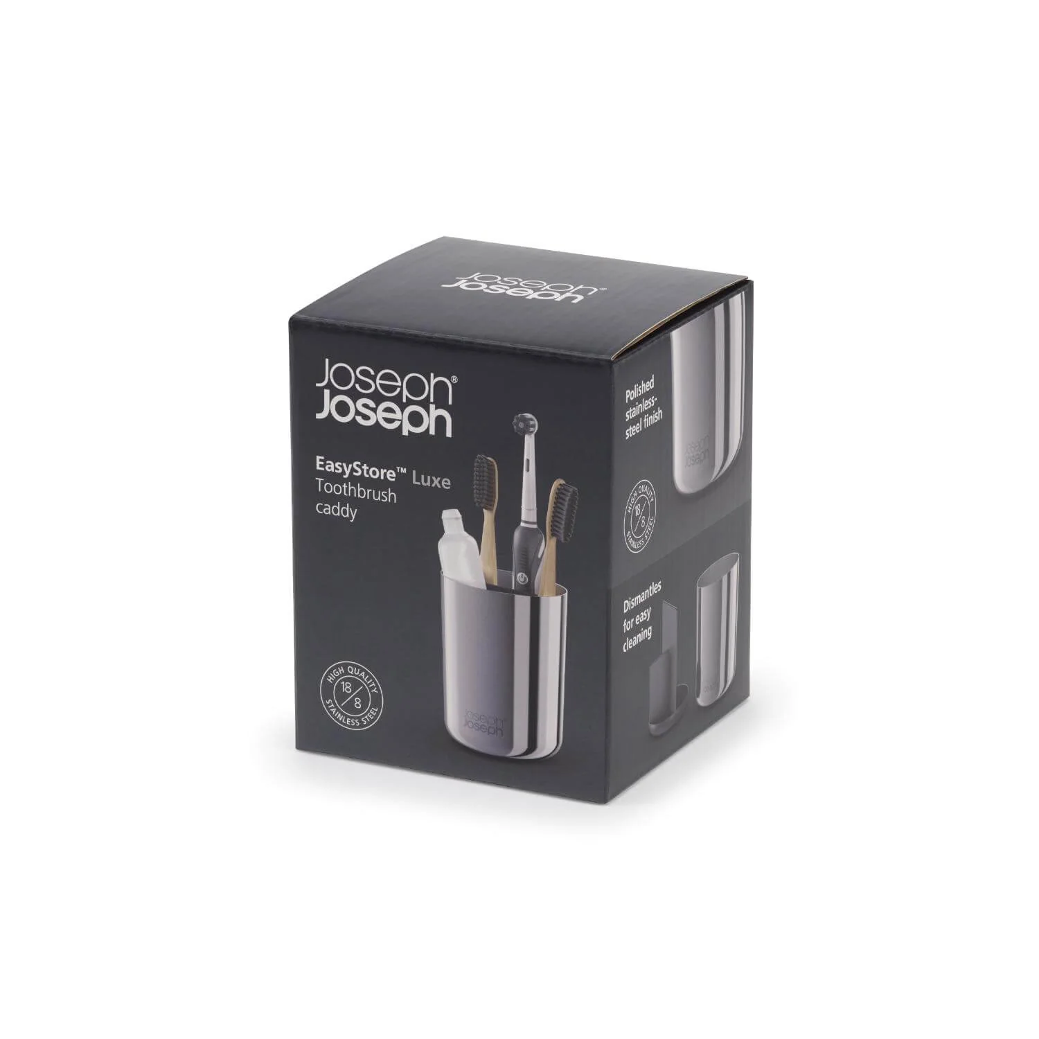 Joseph Joseph EasyStore Luxe Stainless Steel Small Toothbrush Caddy - Image 4