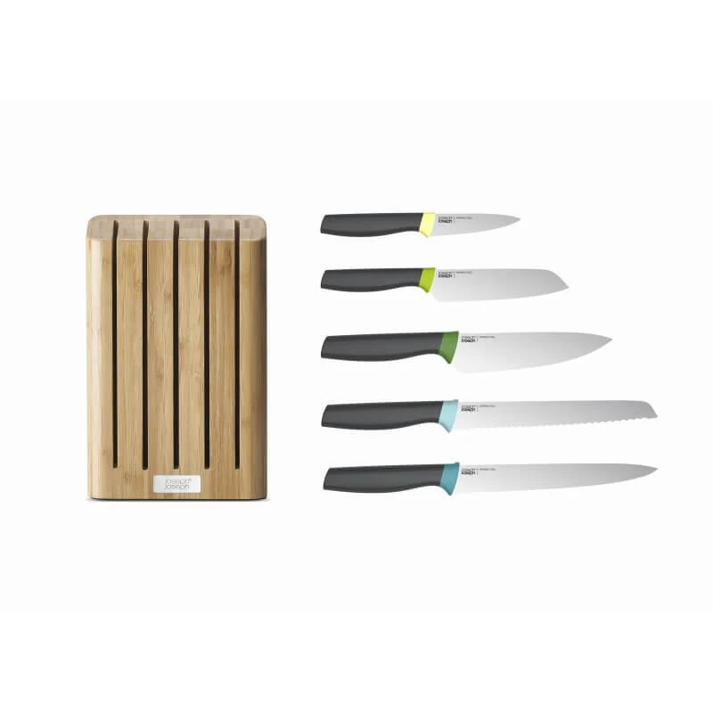 Joseph Joseph Elevate 5 Piece Kitchen Knife Block Set - Bamboo - Image 3
