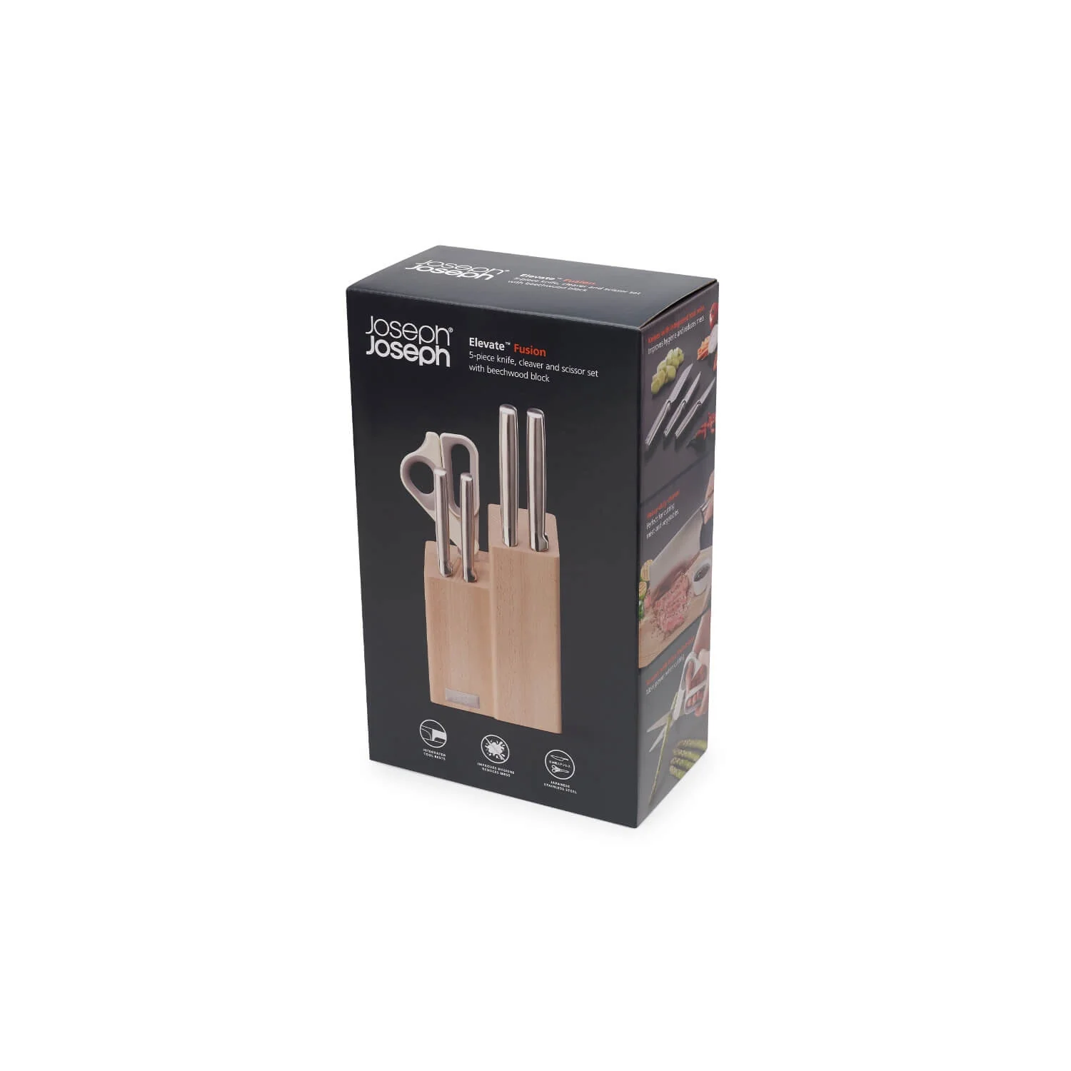 Joseph Joseph Elevate Fusion 5-Piece Knife & Scissor Set with Beechwood Block - Image 11