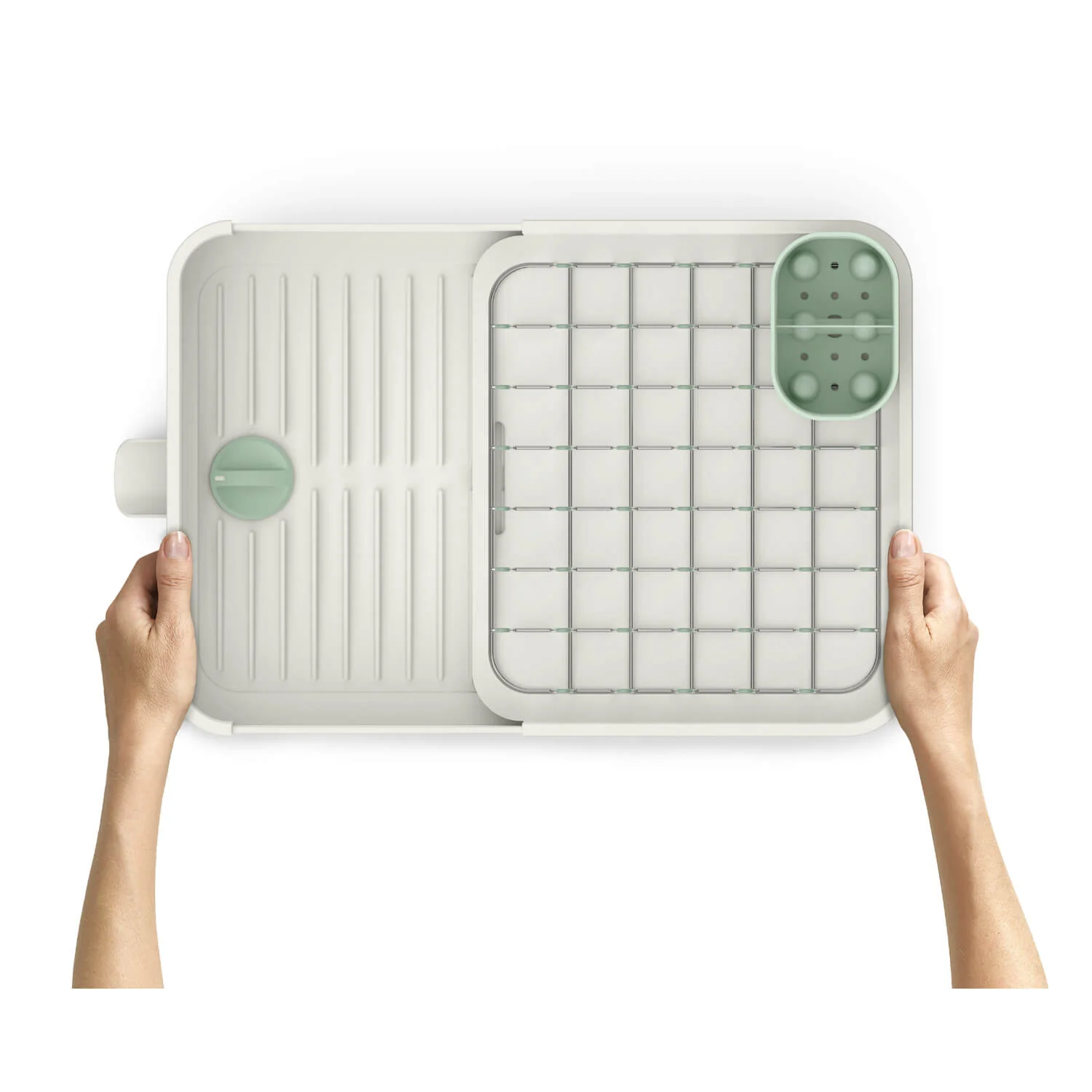 Joseph Joseph Extend Expandable Dish Rack - Light Stone & Sage Green - Image 5