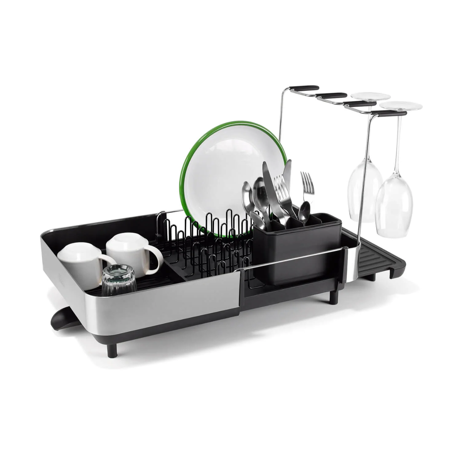 Joseph Joseph Extend™ Steel Plus Expandable Dish Drainer with Wine Rack - Black - Image 4