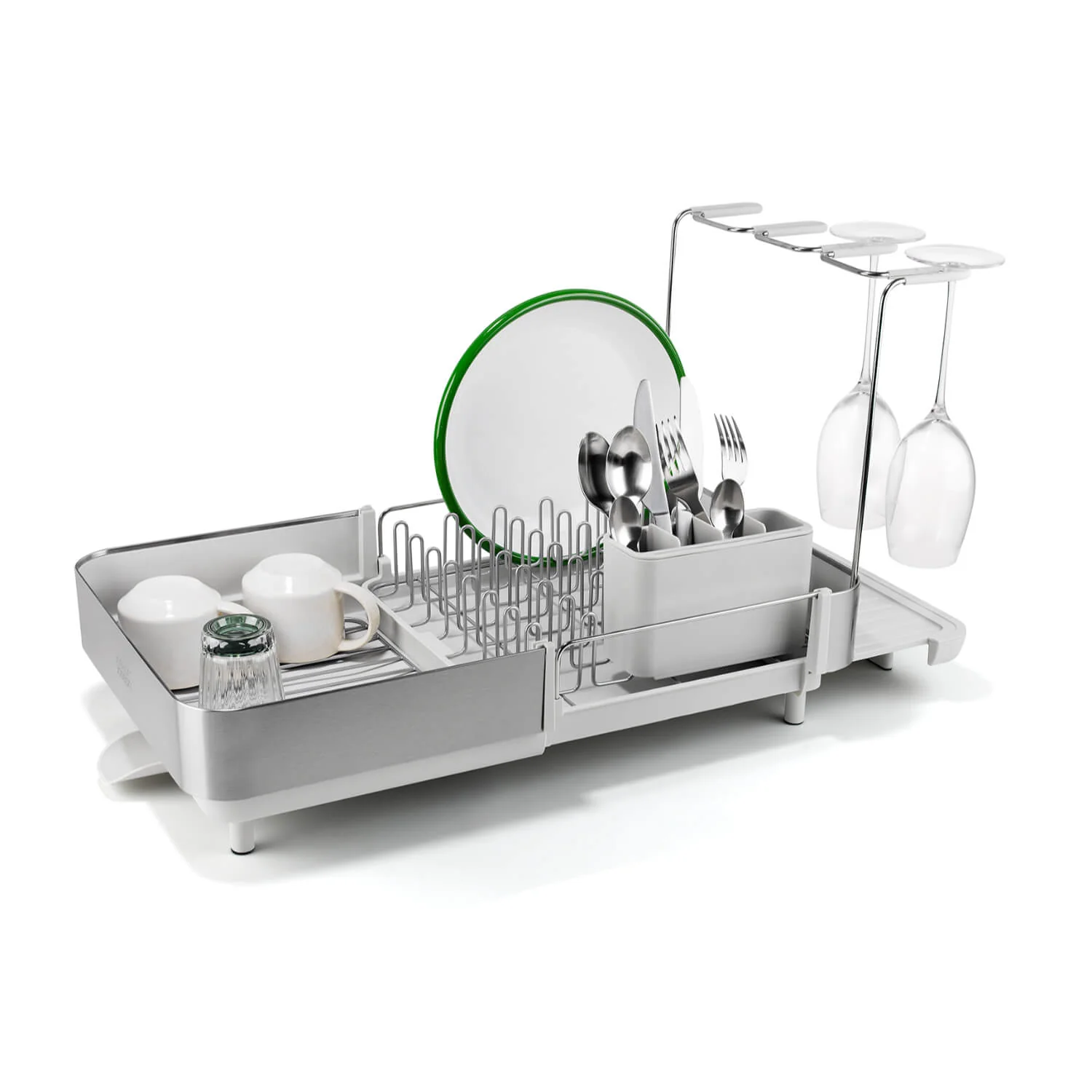 Joseph Joseph Extend™ Steel Plus Expandable Dish Drainer with Wine Rack - Light Stone - Image 2
