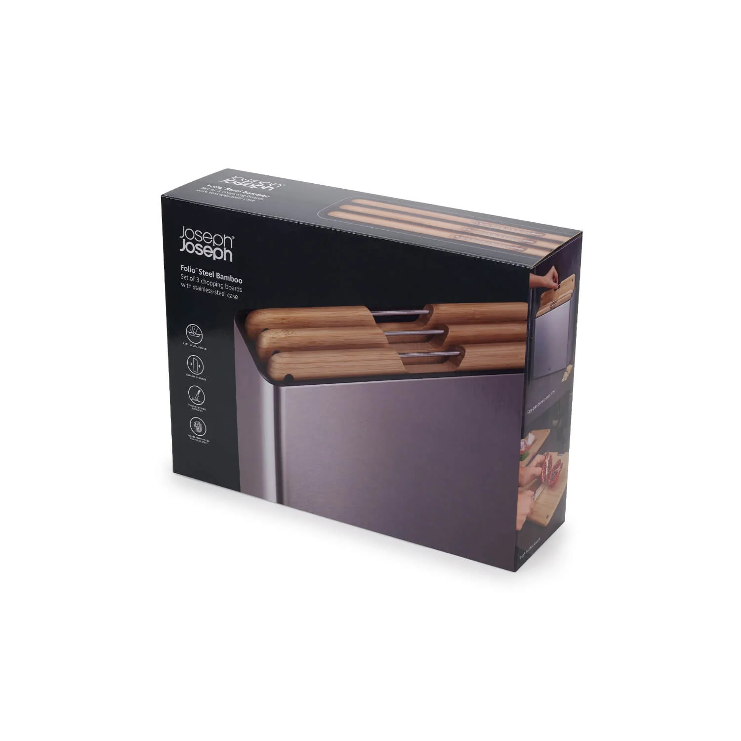 Joseph Joseph Folio Steel Bamboo 3-Piece Chopping Board Set - Image 5