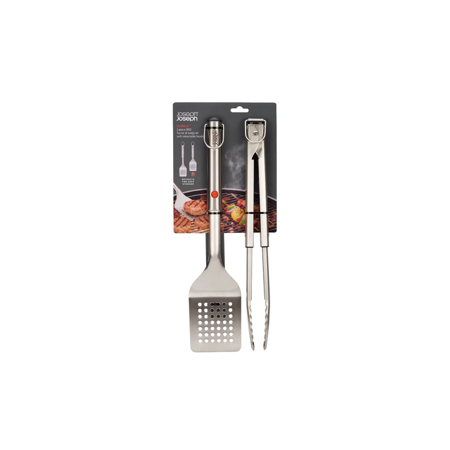Joseph Joseph  GrillOut™ Stainless Steel BBQ 2-Piece Retractable Turner & Tongs Set - Image 9