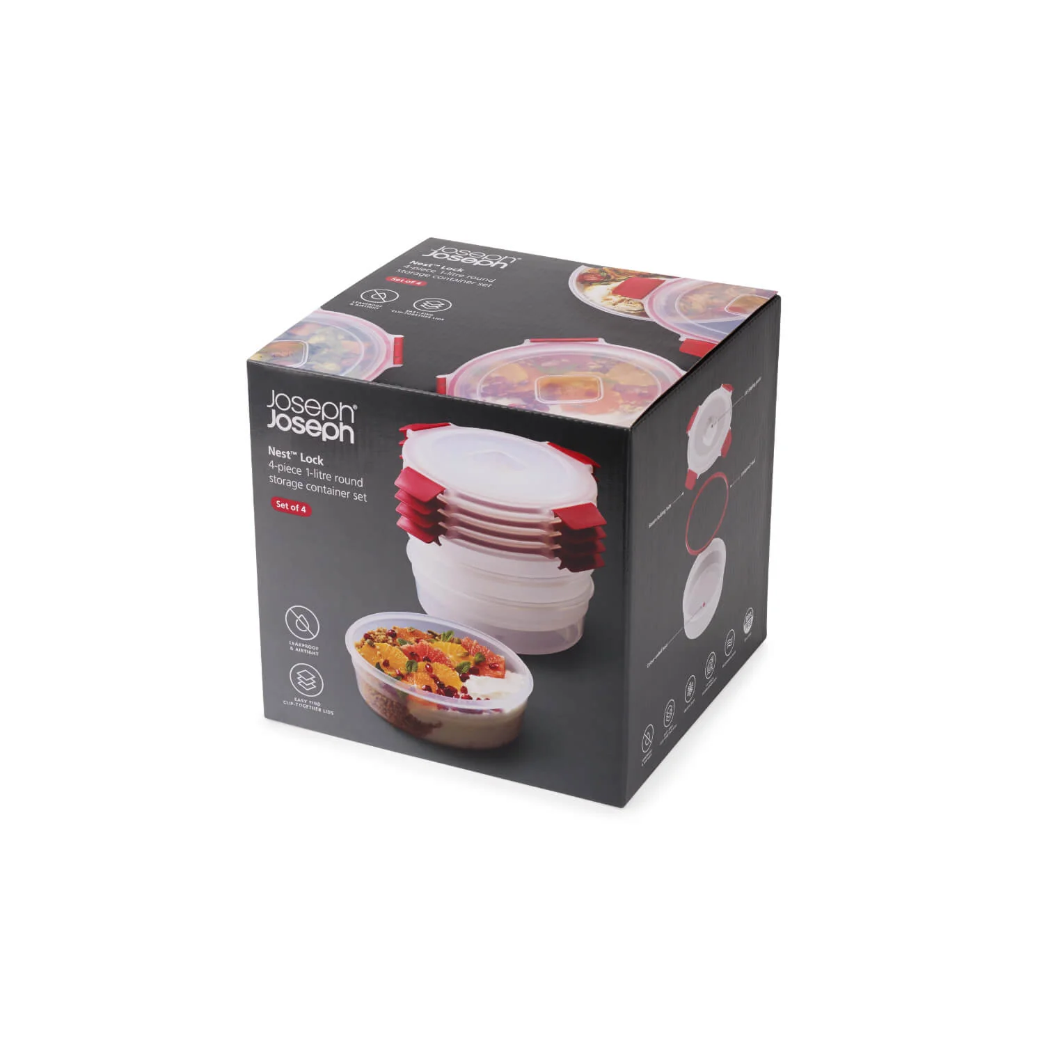 Joseph Joseph Nest™ Lock 4-Piece 1 Litre Round Food Container Set - Image 6