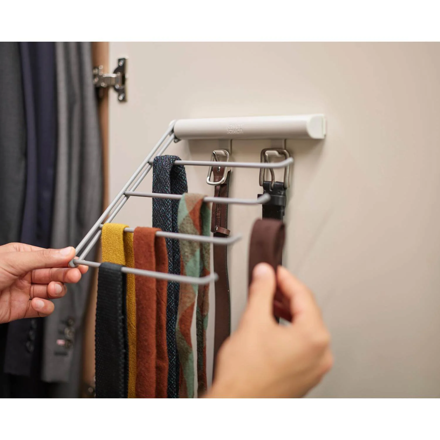 Joseph Joseph Orderly Belt, Tie & Scarf Hanging Rail - Ecru - Image 5