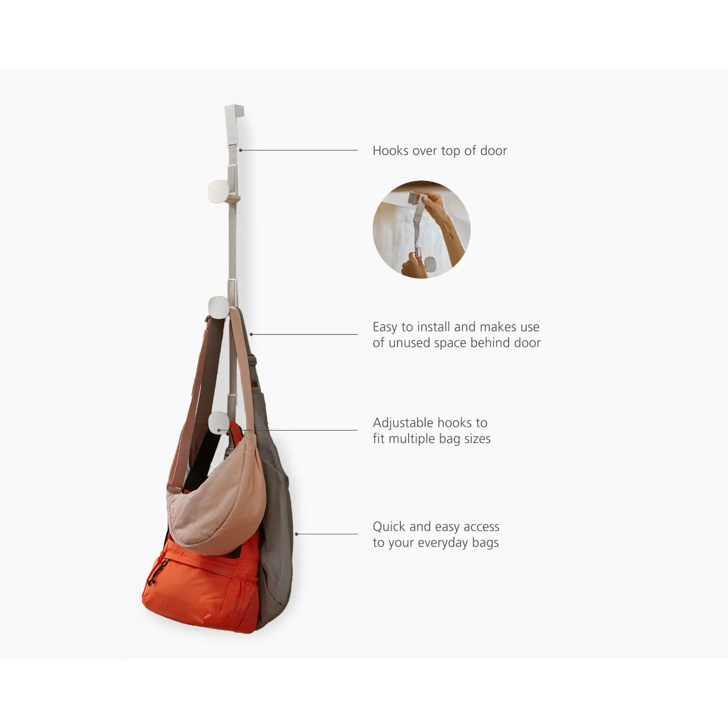 Joseph Joseph Orderly™ Over-Door Handbag Storage Holder - Ecru - Image 5