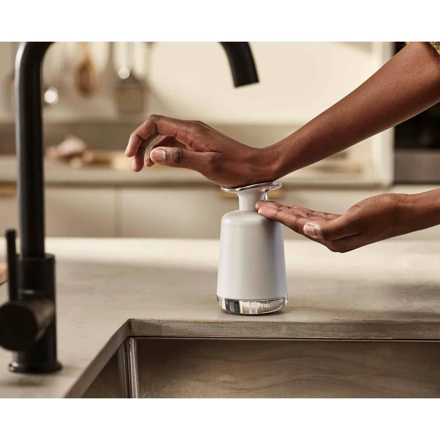 Joseph Joseph Presto Hygienic Soap Dispenser - Light Stone - Image 7