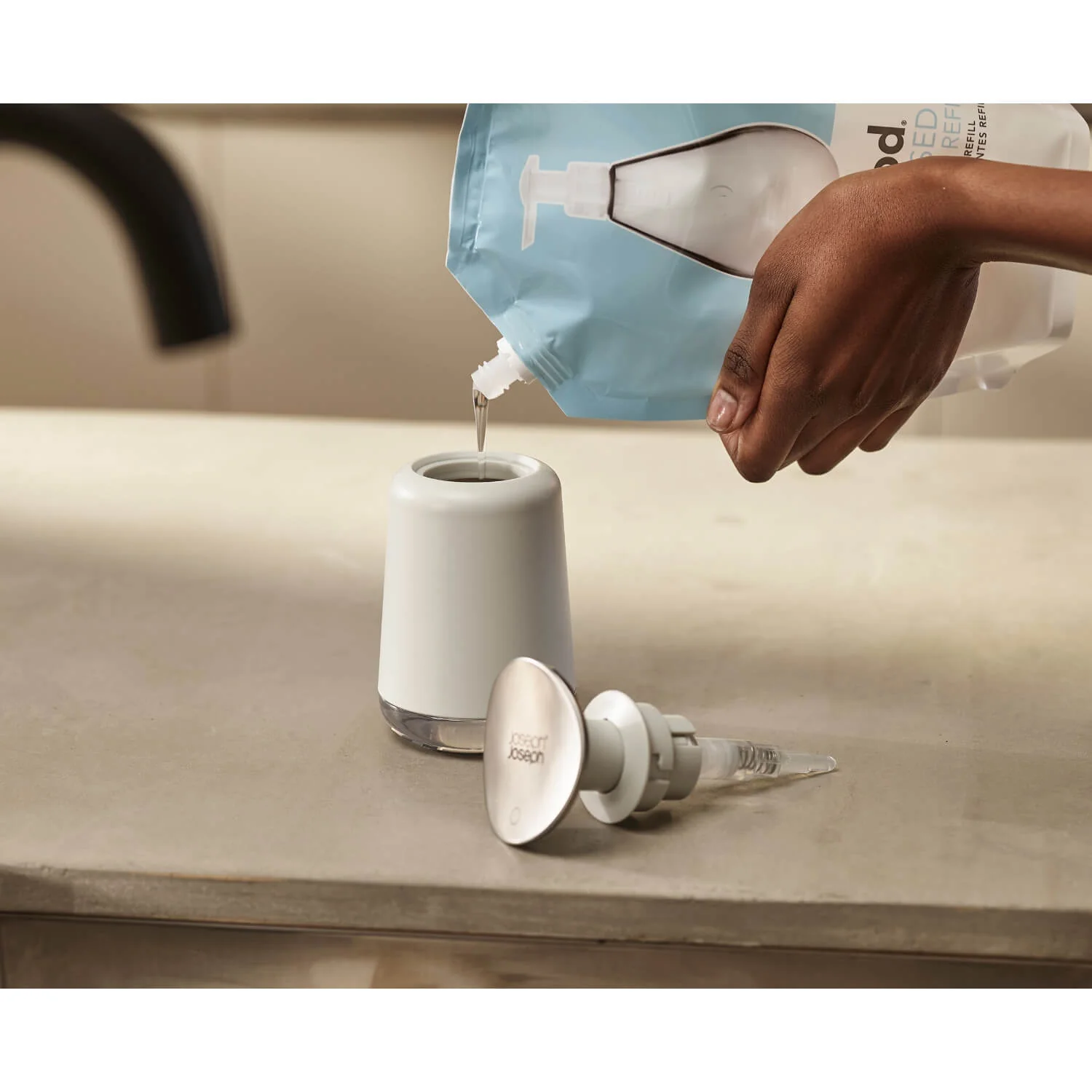 Joseph Joseph Presto Hygienic Soap Dispenser - Light Stone - Image 8
