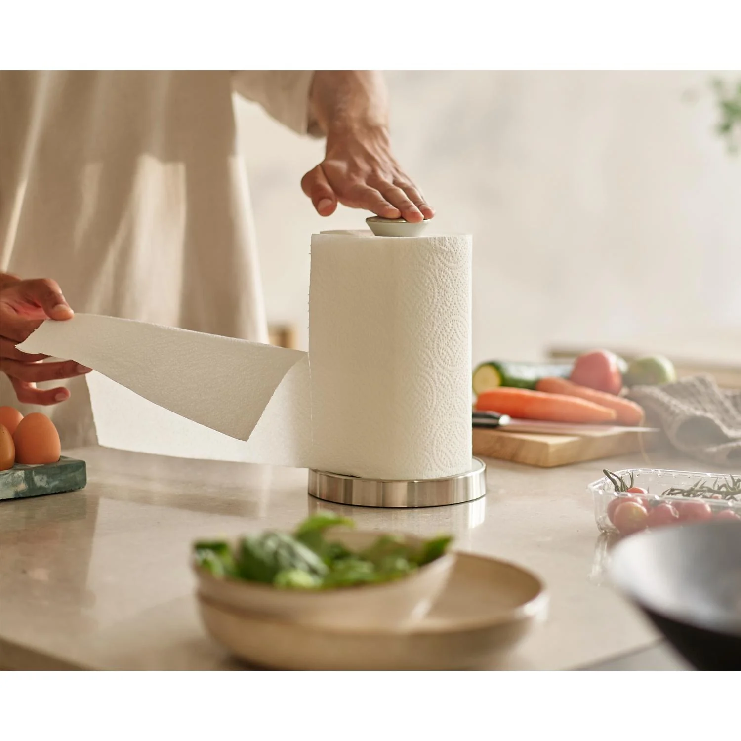 Joseph Joseph Push&Tear Kitchen Roll Holder - Light Stone - Image 5