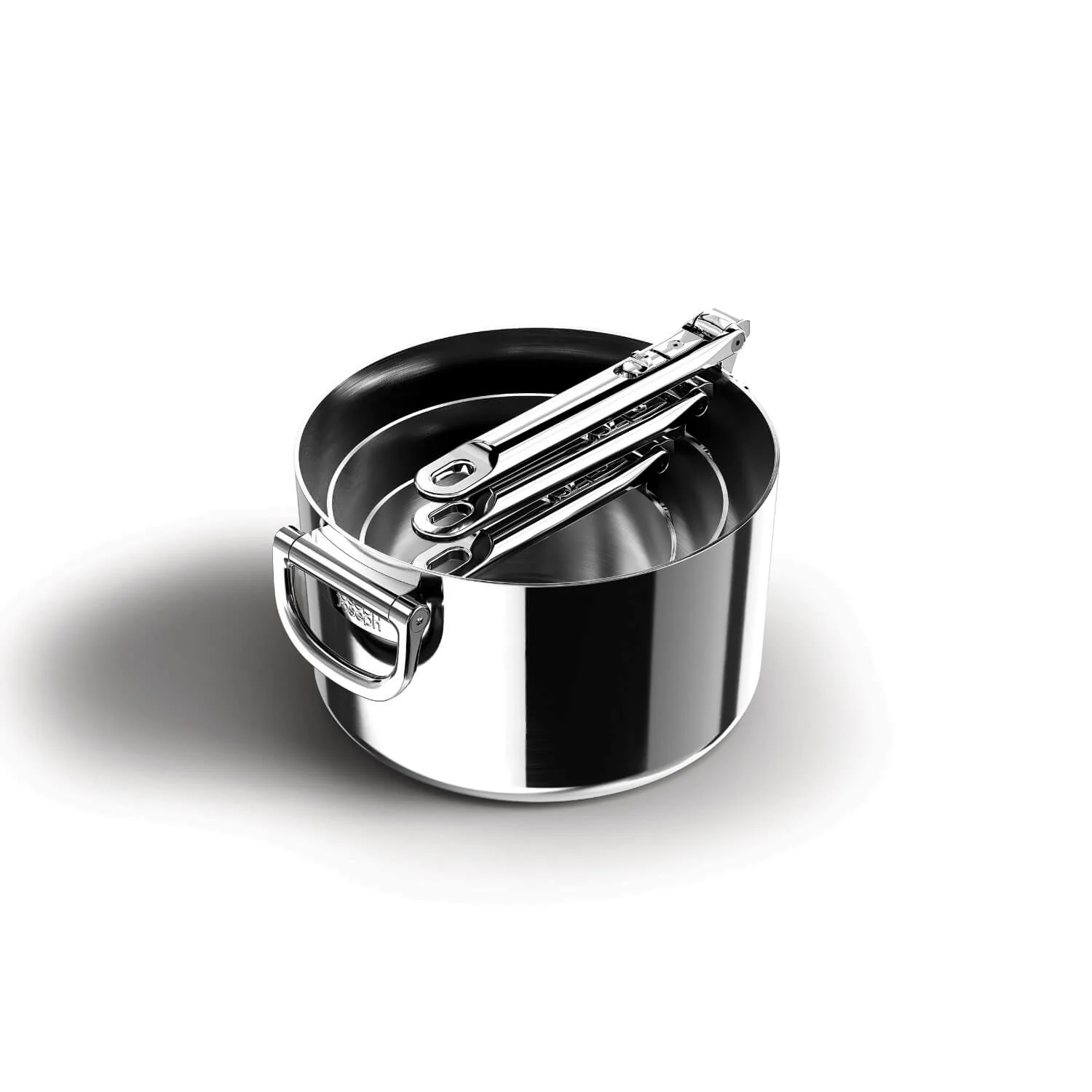 Joseph Joseph Space 3-Piece Folding Handle Saucepan Set - Stainless Steel - Image 2