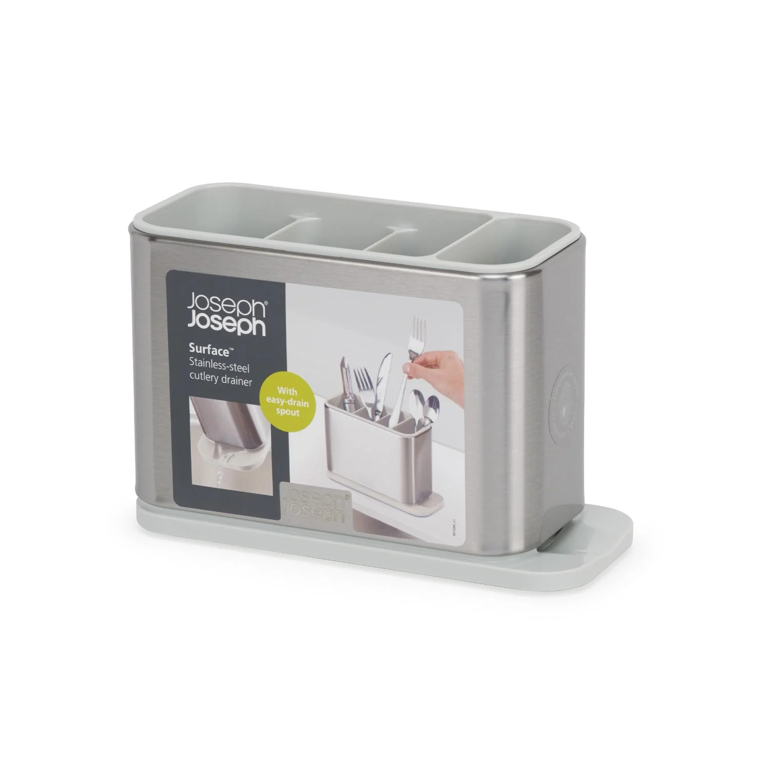 Joseph Joseph Surface Stainless Steel Cutlery Drainer - Light Stone - Image 6