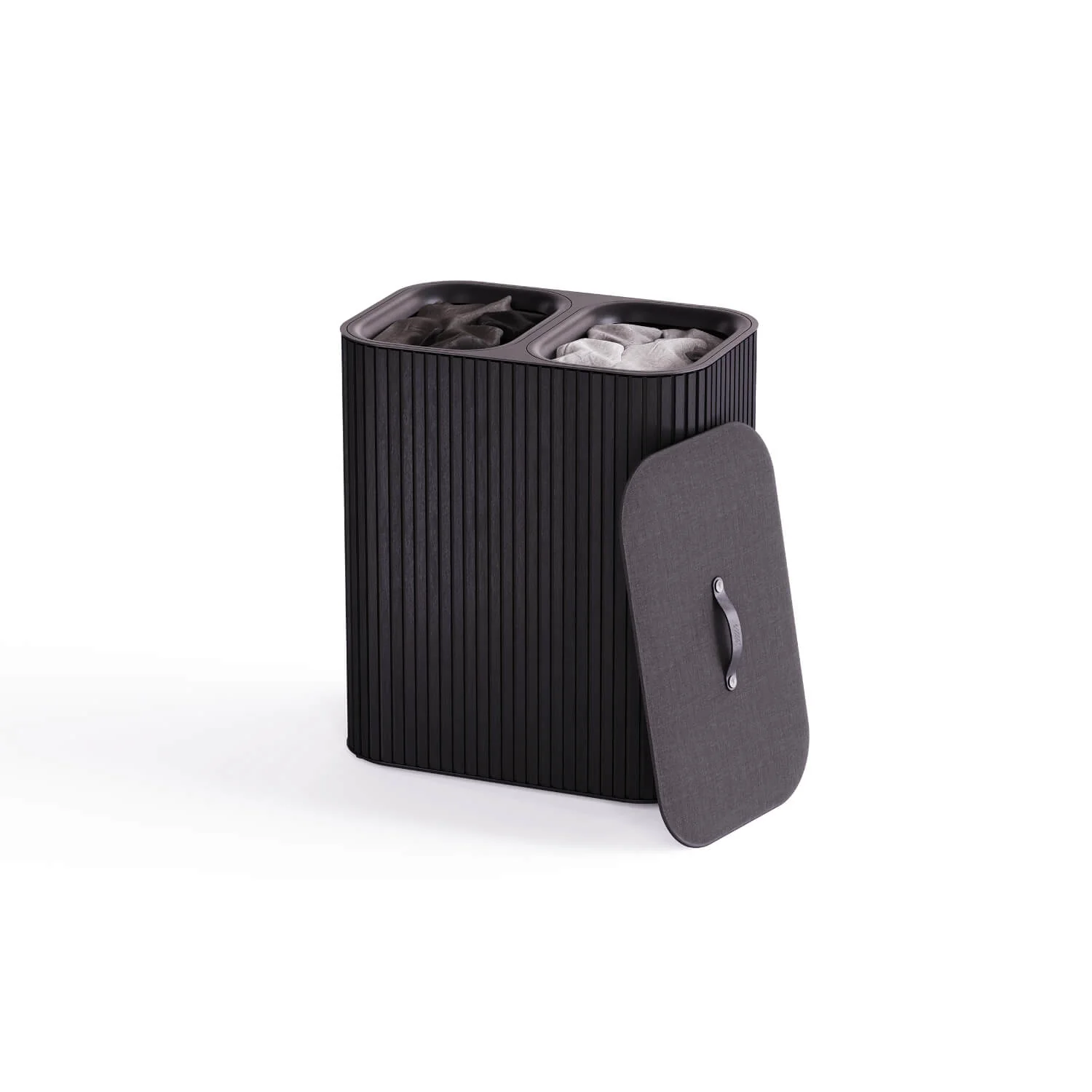 Joseph Joseph Tota Luxe 90 Litre Laundry Separation Bamboo Basket - Black - Image 2