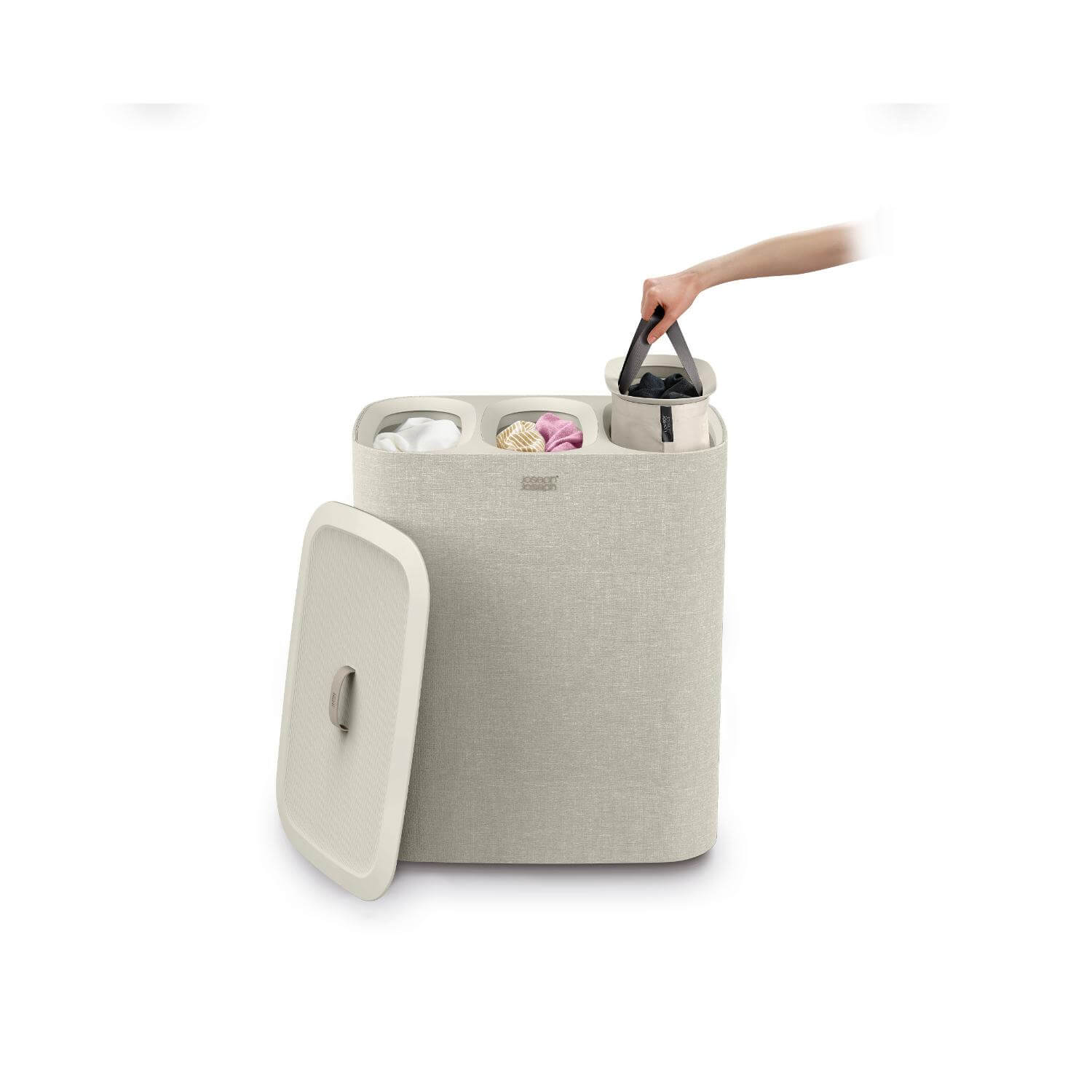 Joseph Joseph Tota Trio 90 Litre Separation Laundry Basket - Ecru - Image 3