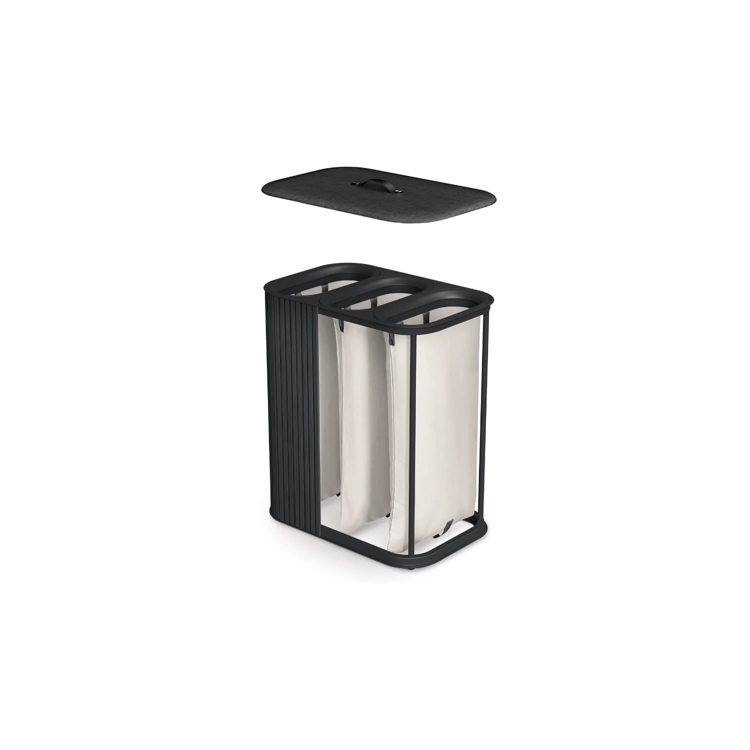 Joseph Joseph Tota Trio Luxe 90 Litre Laundry Separation Bamboo Basket - Black - Image 3