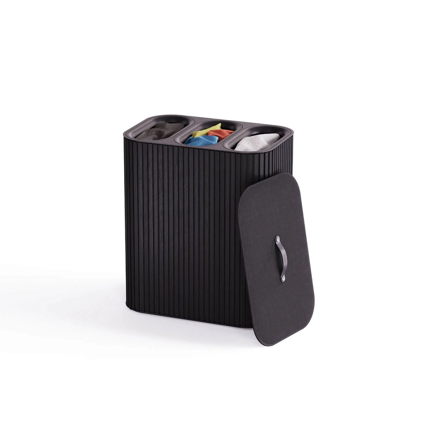 Joseph Joseph Tota Trio Luxe 90 Litre Laundry Separation Bamboo Basket - Black - Image 4