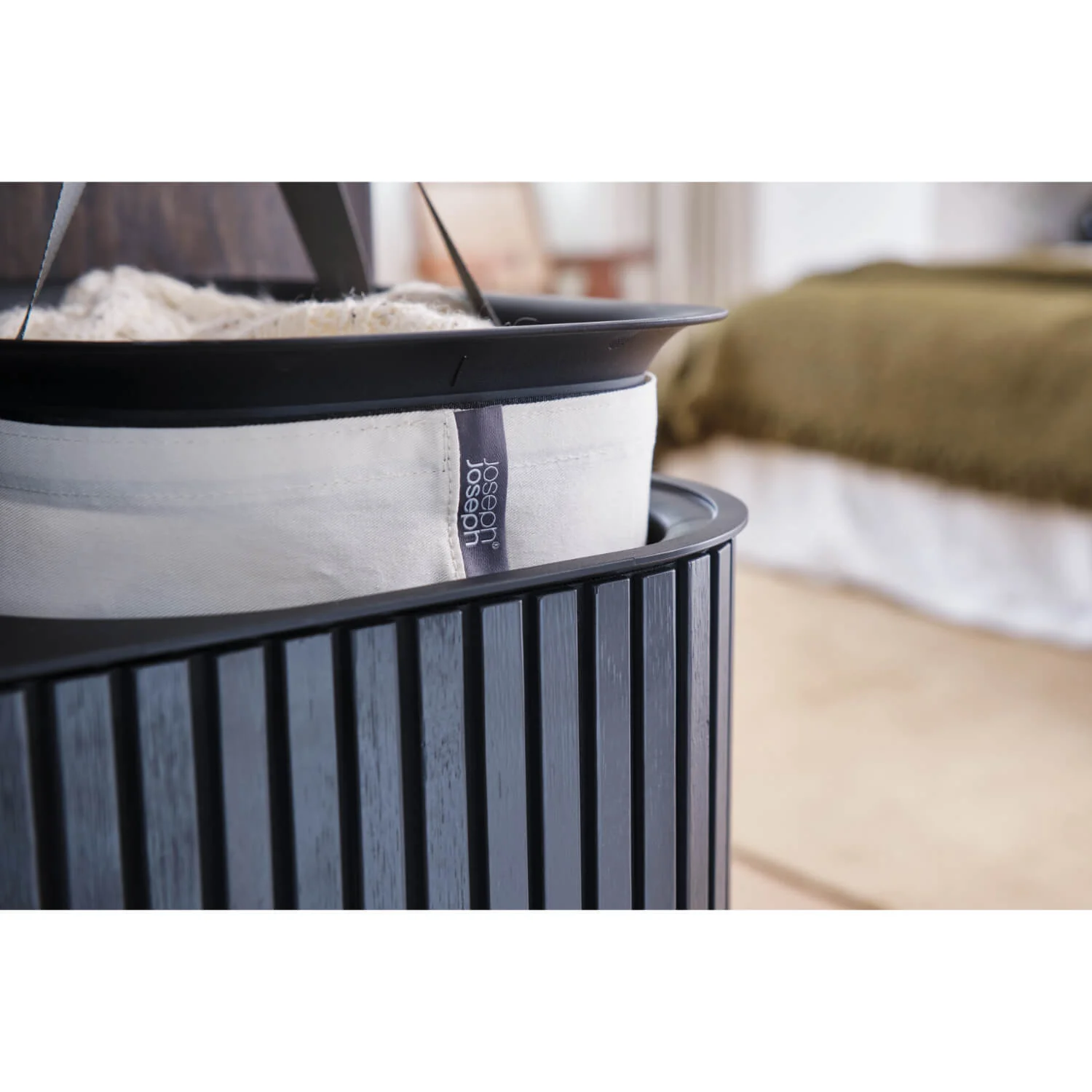 Joseph Joseph Tota Trio Luxe 90 Litre Laundry Separation Bamboo Basket - Black - Image 8