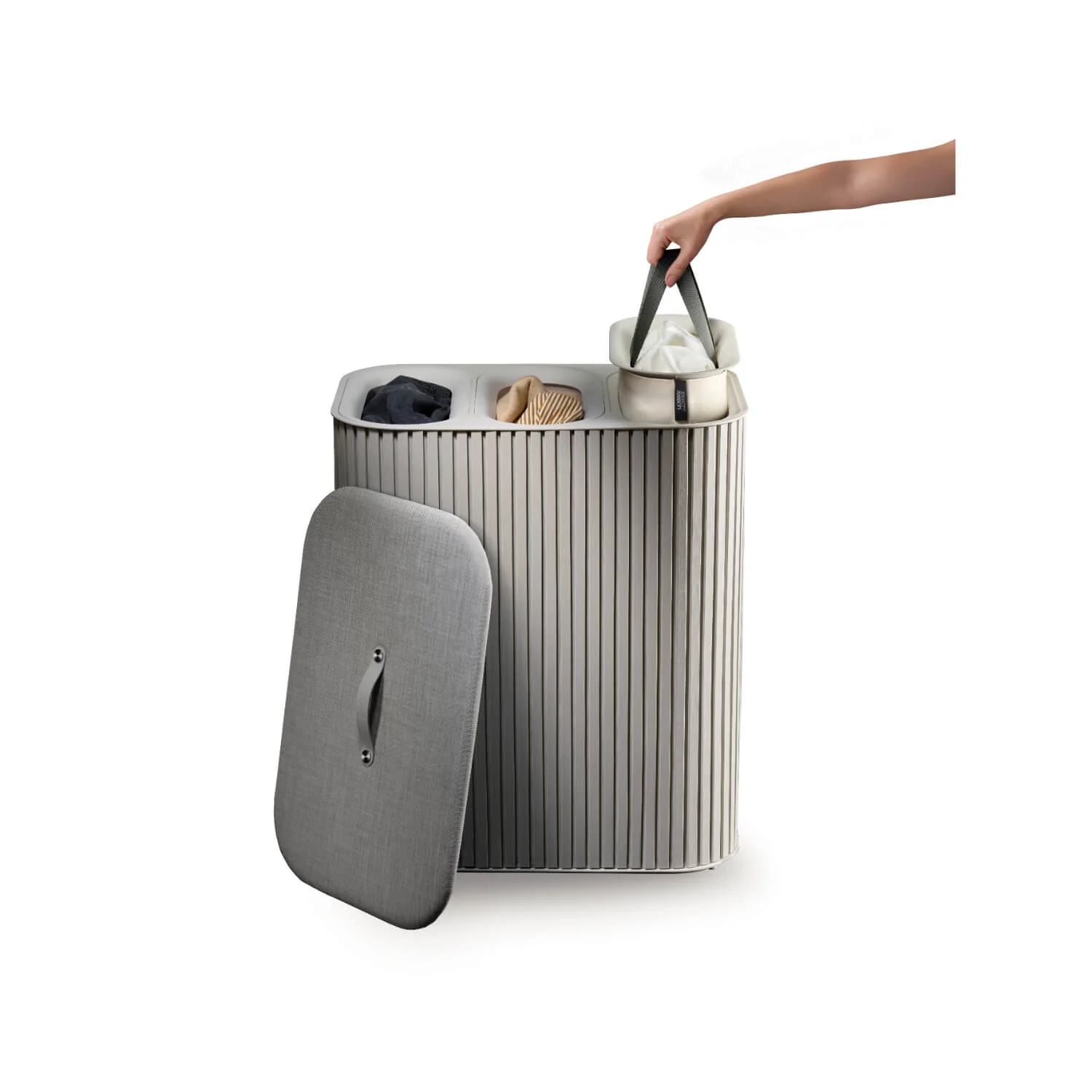 Joseph Joseph Tota Trio Luxe 90 Litre Laundry Separation Bamboo Basket - Ecru - Image 11