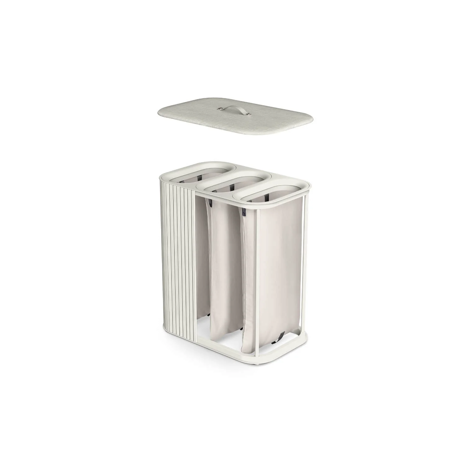 Joseph Joseph Tota Trio Luxe 90 Litre Laundry Separation Bamboo Basket - Ecru - Image 2
