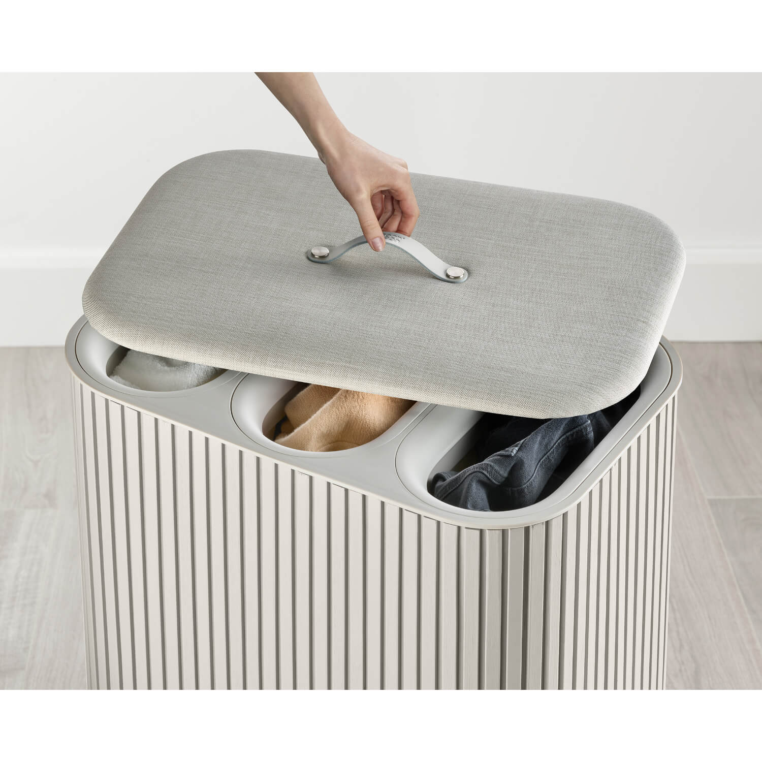 Joseph Joseph Tota Trio Luxe 90 Litre Laundry Separation Bamboo Basket - Ecru - Image 6